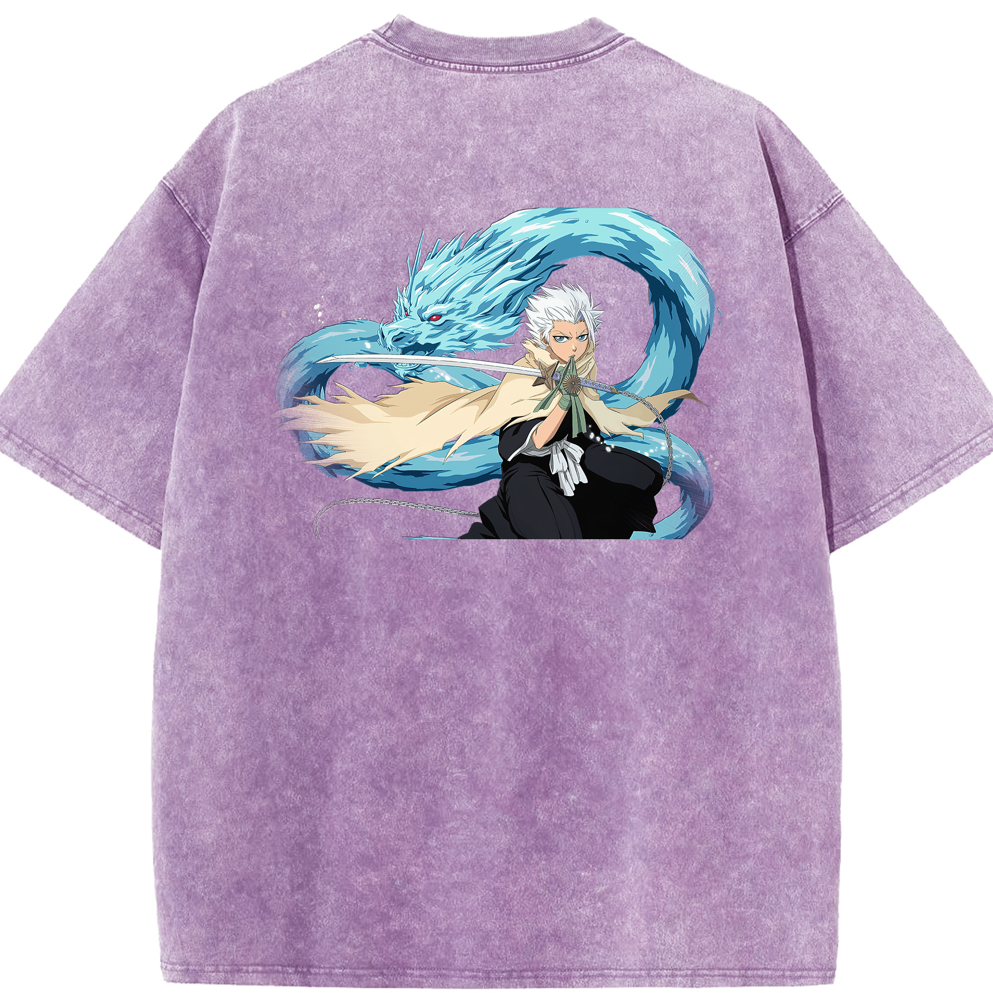 （画像用） ブリーチ 日番谷冬獅郎（ひつがや とうしろう） BLEACH Hitsugaya Toushirou 綿100% ヴィンテージ風 半袖Tシャツ（背面プリント）