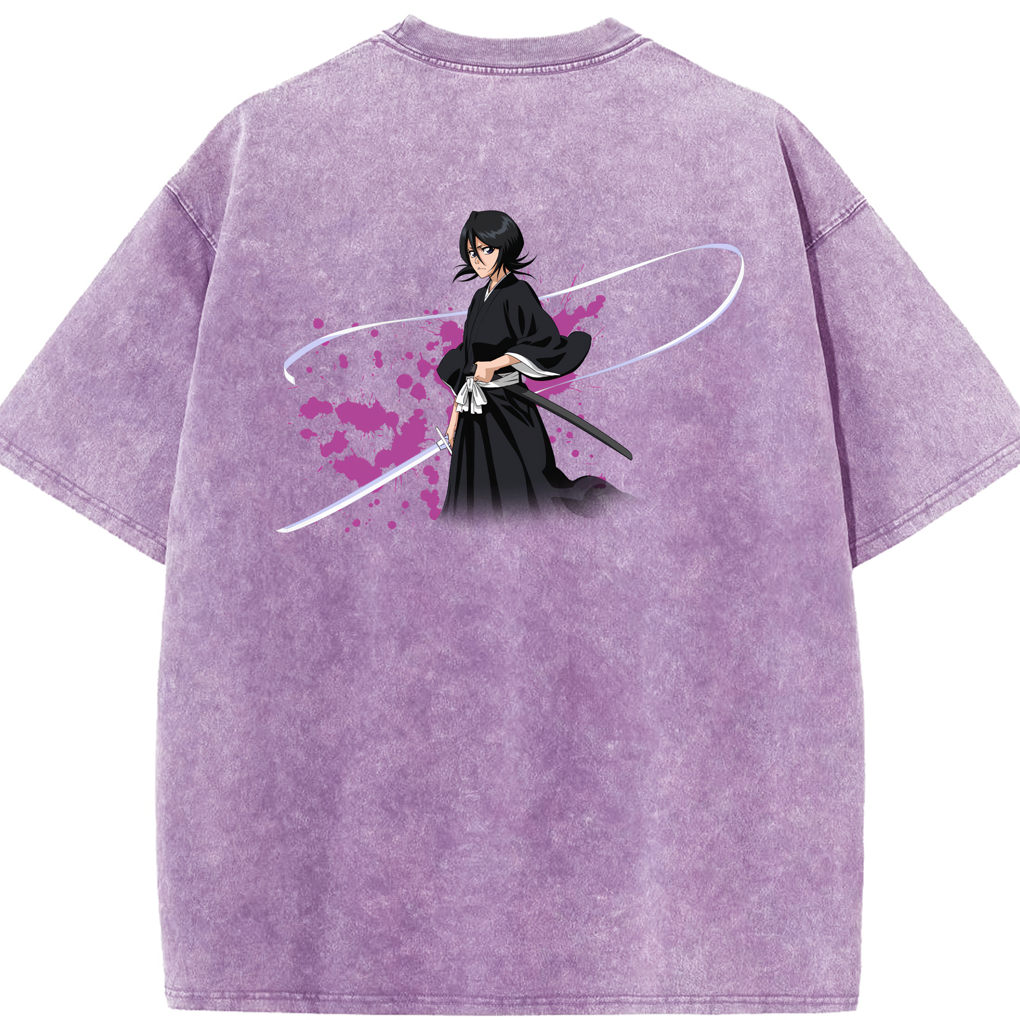 （画像用） ブリーチ 朽木ルキア BLEACH Kuchiki Rukia 綿100% ヴィンテージ風 半袖Tシャツ（背面プリント）