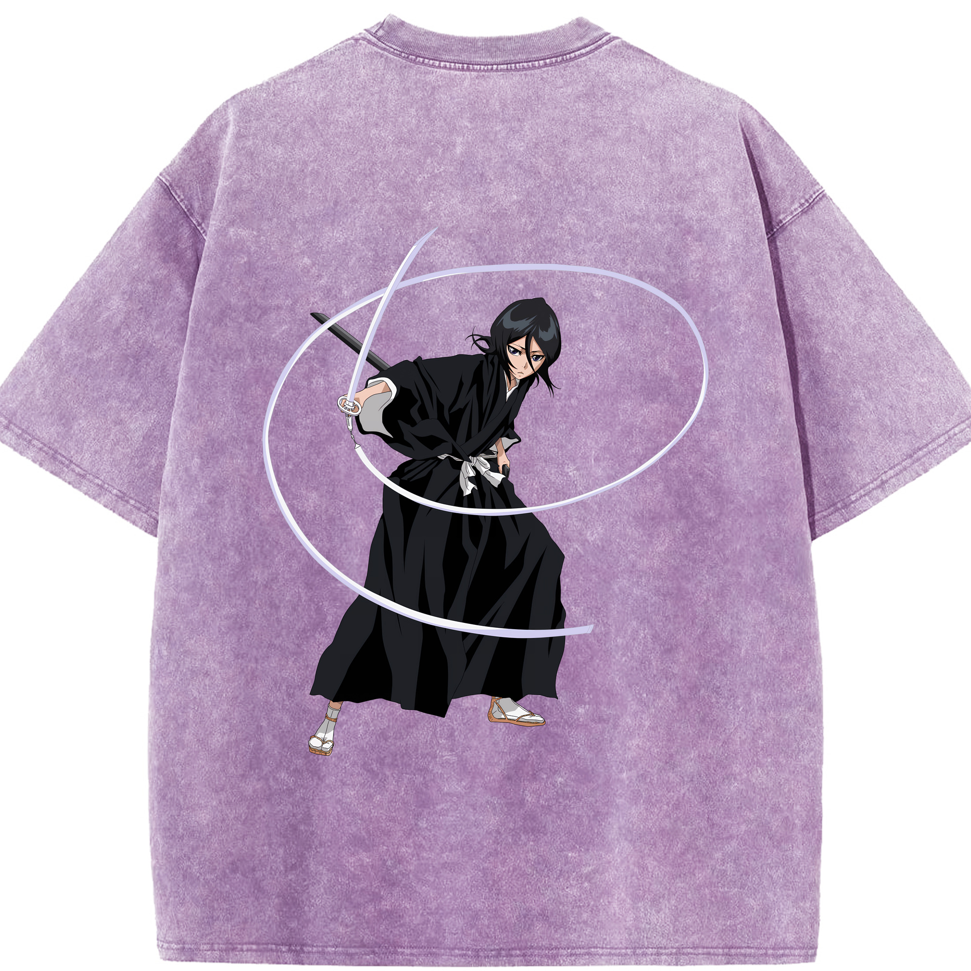 （画像用） ブリーチ 朽木ルキア BLEACH Kuchiki Rukia 綿100% ヴィンテージ風 半袖Tシャツ（背面プリント）