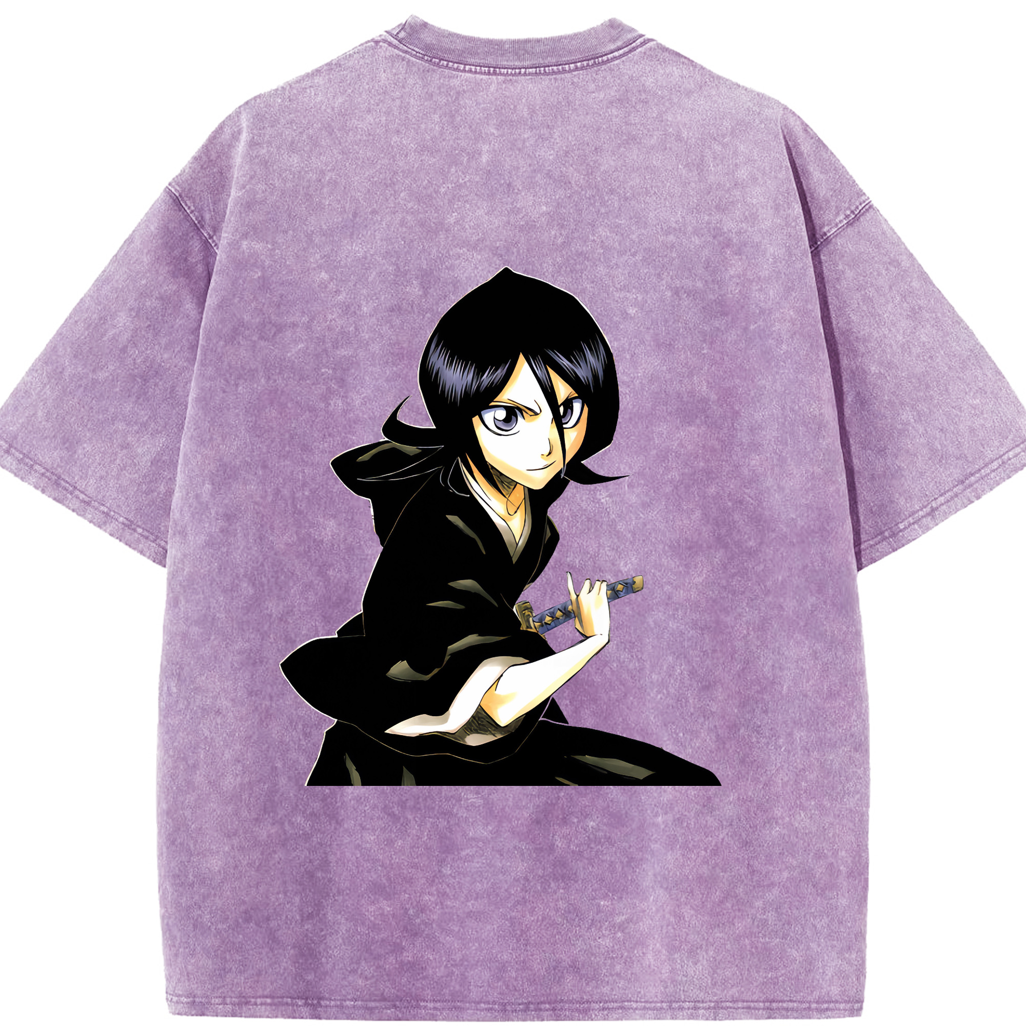 （画像用） ブリーチ 朽木ルキア BLEACH Kuchiki Rukia 綿100% ヴィンテージ風 半袖Tシャツ（背面プリント）