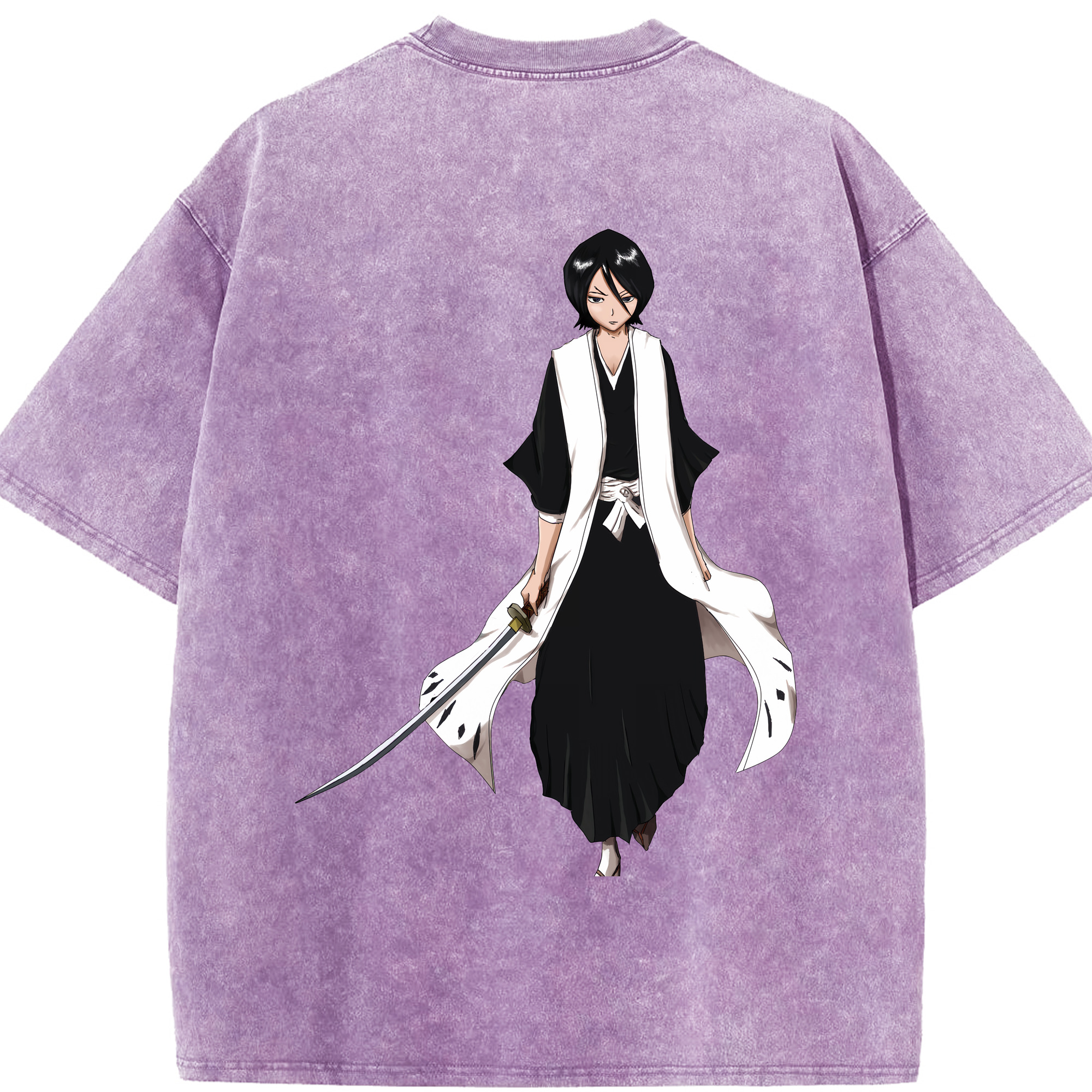 （画像用） ブリーチ 朽木ルキア BLEACH Kuchiki Rukia 綿100% ヴィンテージ風 半袖Tシャツ（背面プリント）