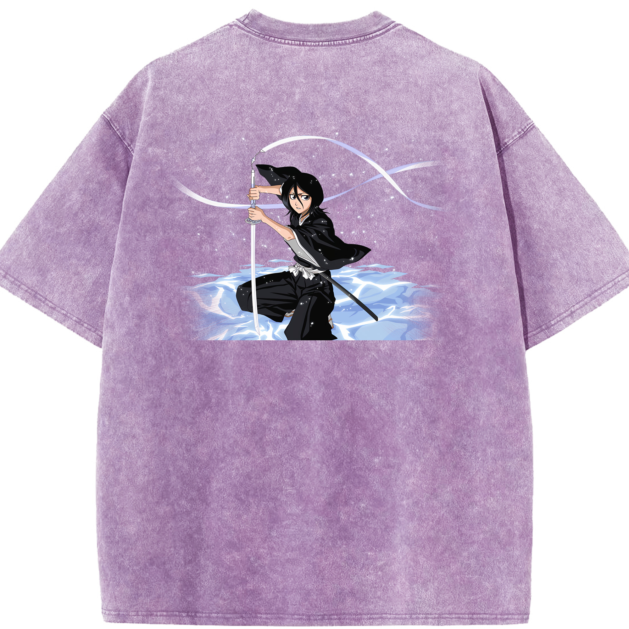 （画像用） ブリーチ 朽木ルキア BLEACH Kuchiki Rukia 綿100% ヴィンテージ風 半袖Tシャツ（背面プリント）