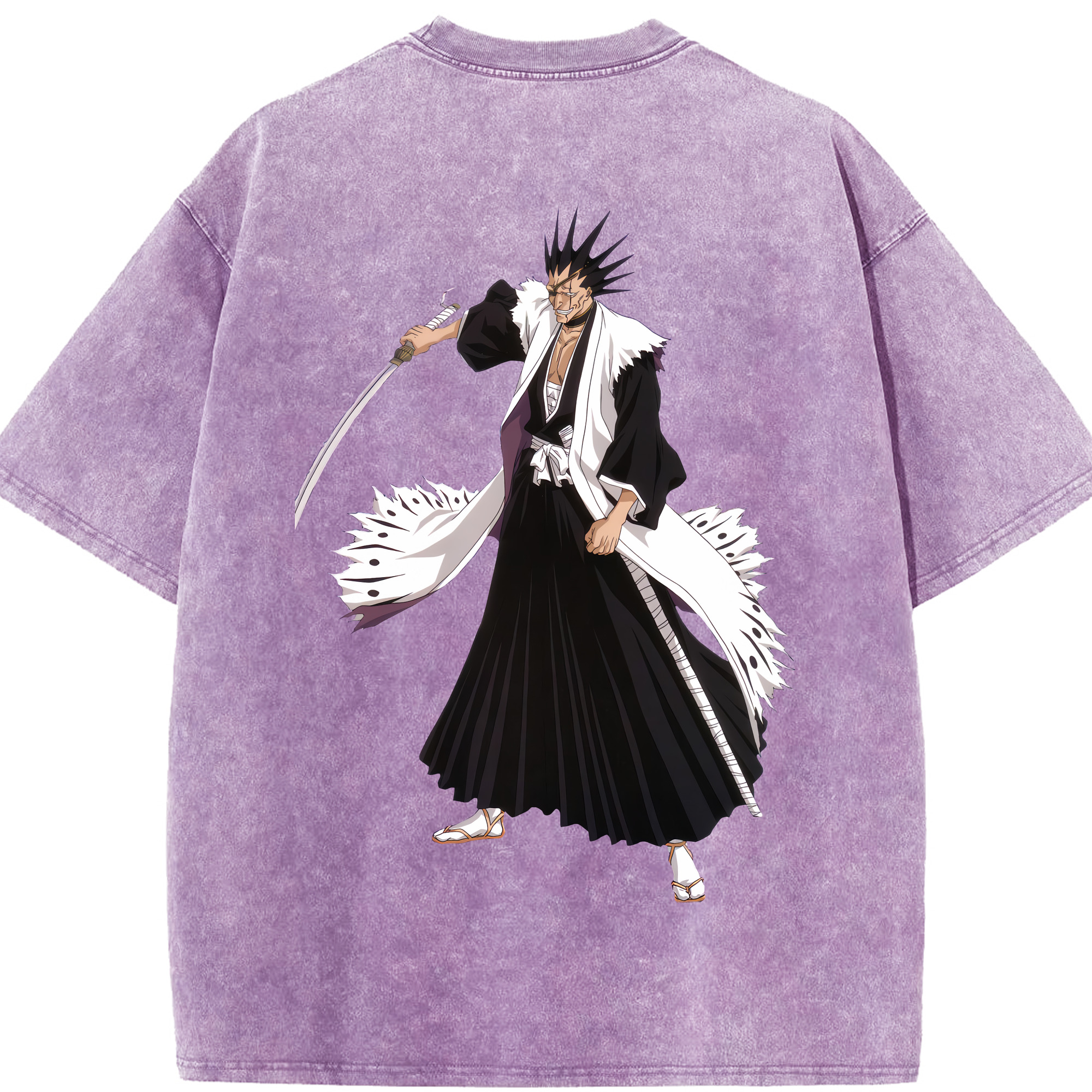 （画像用） ブリーチ ざらき けんぱち BLEACH Zaraki Kenpachi 綿100% ヴィンテージ風 半袖Tシャツ（背面プリント）
