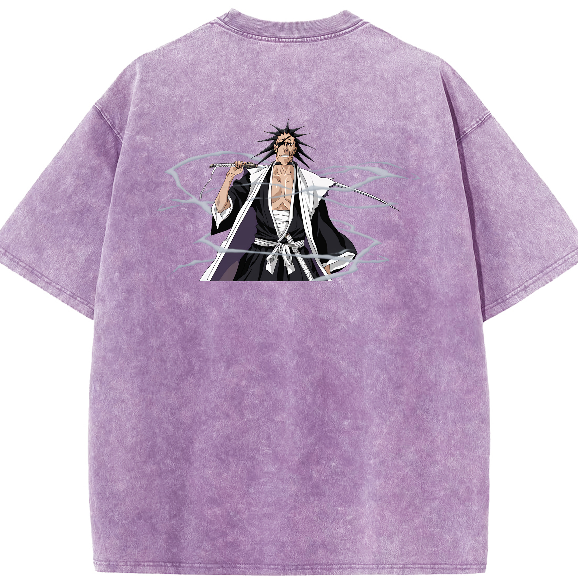 （画像用） ブリーチ ざらき けんぱち BLEACH Zaraki Kenpachi 綿100% ヴィンテージ風 半袖Tシャツ（背面プリント）