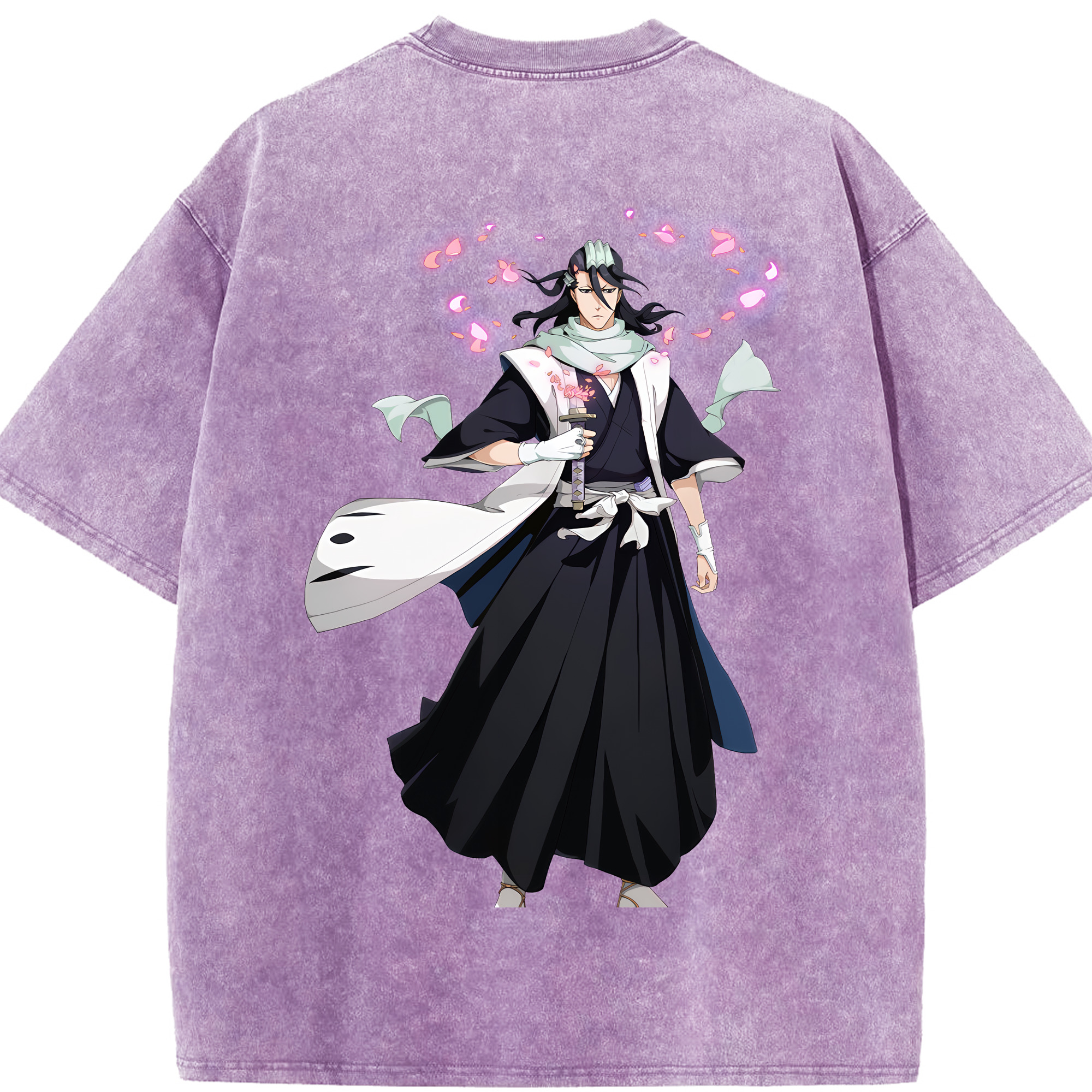 （画像用） ブリーチ くちき びゃくや BLEACH Kuchiki Byakuya 綿100% ヴィンテージ風 半袖Tシャツ（背面プリント）