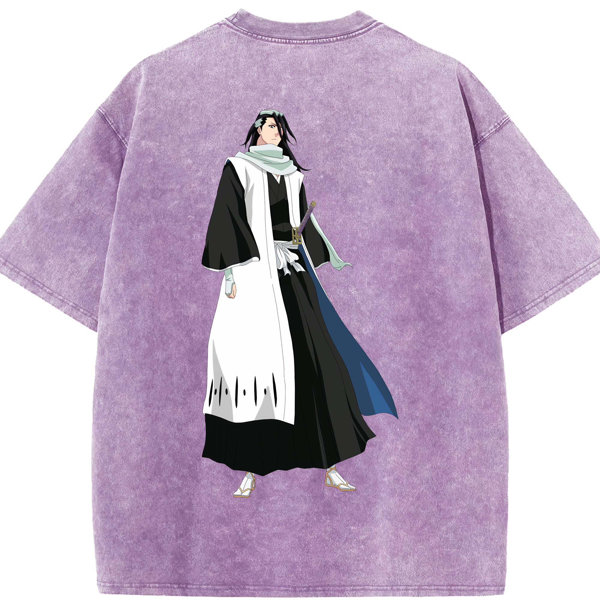 （画像用） ブリーチ くちき びゃくや BLEACH Kuchiki Byakuya 綿100% ヴィンテージ風 半袖Tシャツ（背面プリント）