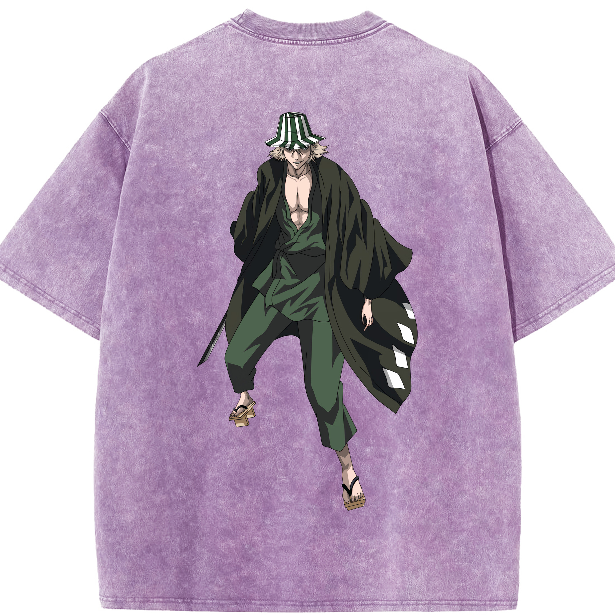 （画像用） "ブリーチ 浦原 喜助（うらはら きすけ） BLEACH Urahara Kisuke " 綿100% ヴィンテージ風 半袖Tシャツ（背面プリント）