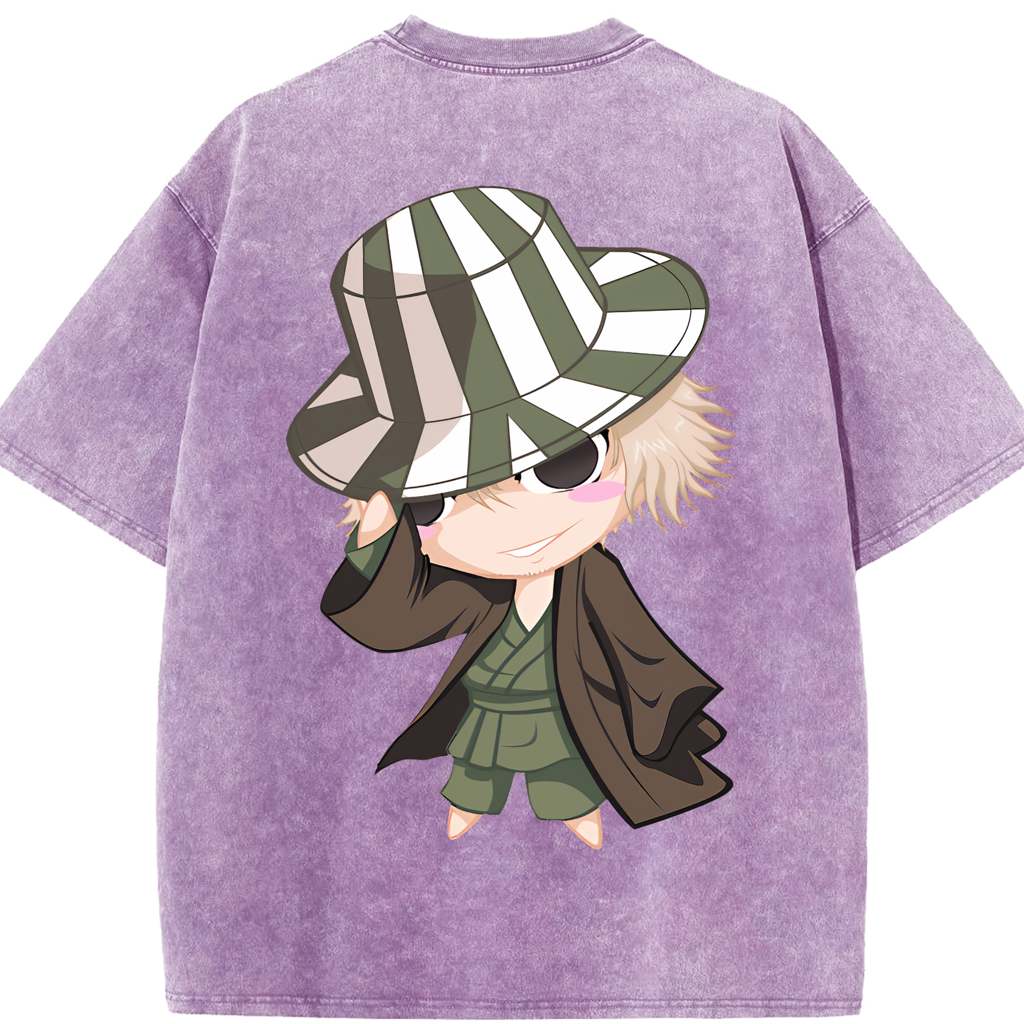 （画像用） "ブリーチ 浦原 喜助（うらはら きすけ） BLEACH Urahara Kisuke " 綿100% ヴィンテージ風 半袖Tシャツ（背面プリント）