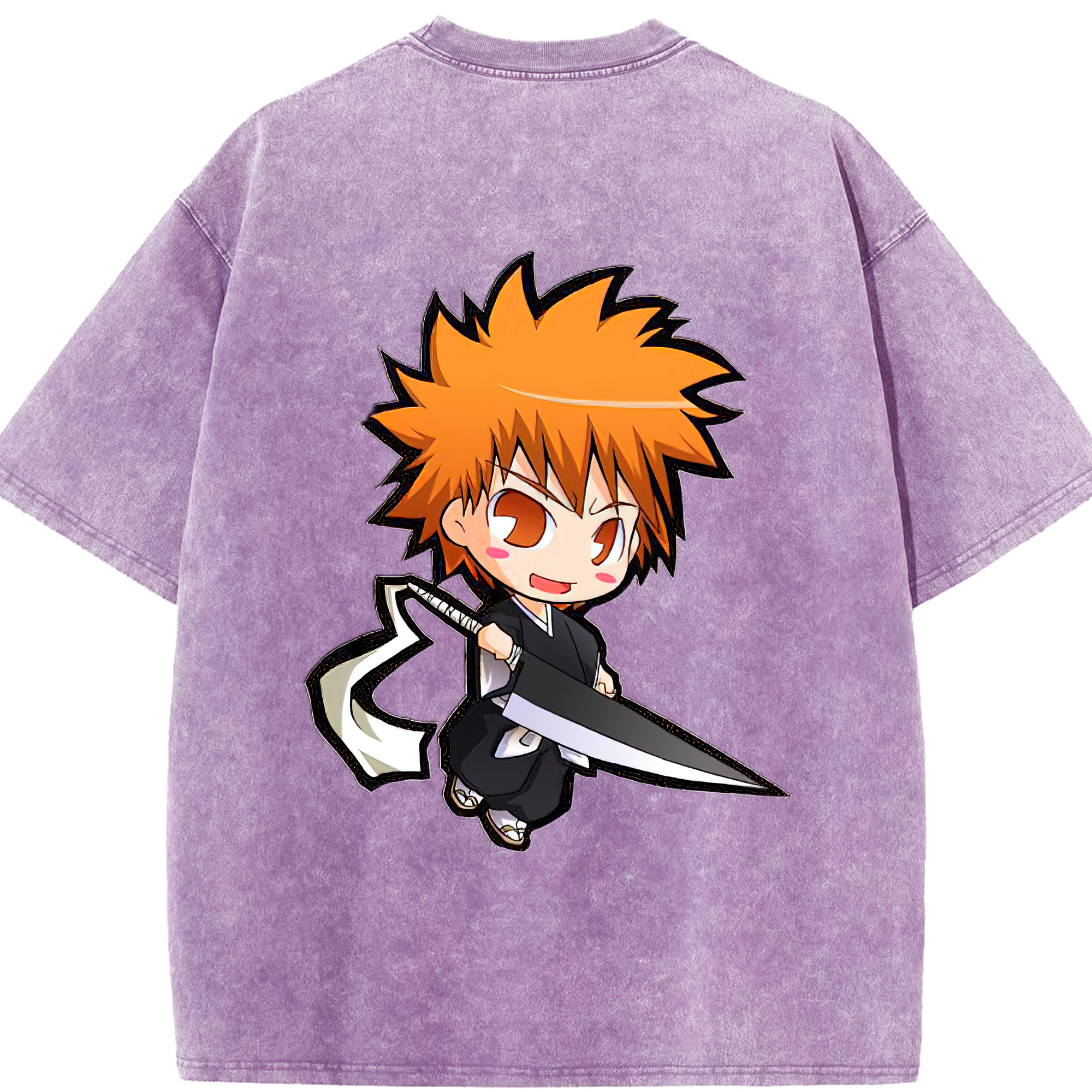 （画像用） ブリーチ 黒崎一護（くろさき いちご）BLEACH Kurosaki Ichigo 綿100% ヴィンテージ風 半袖Tシャツ（背面プリント）