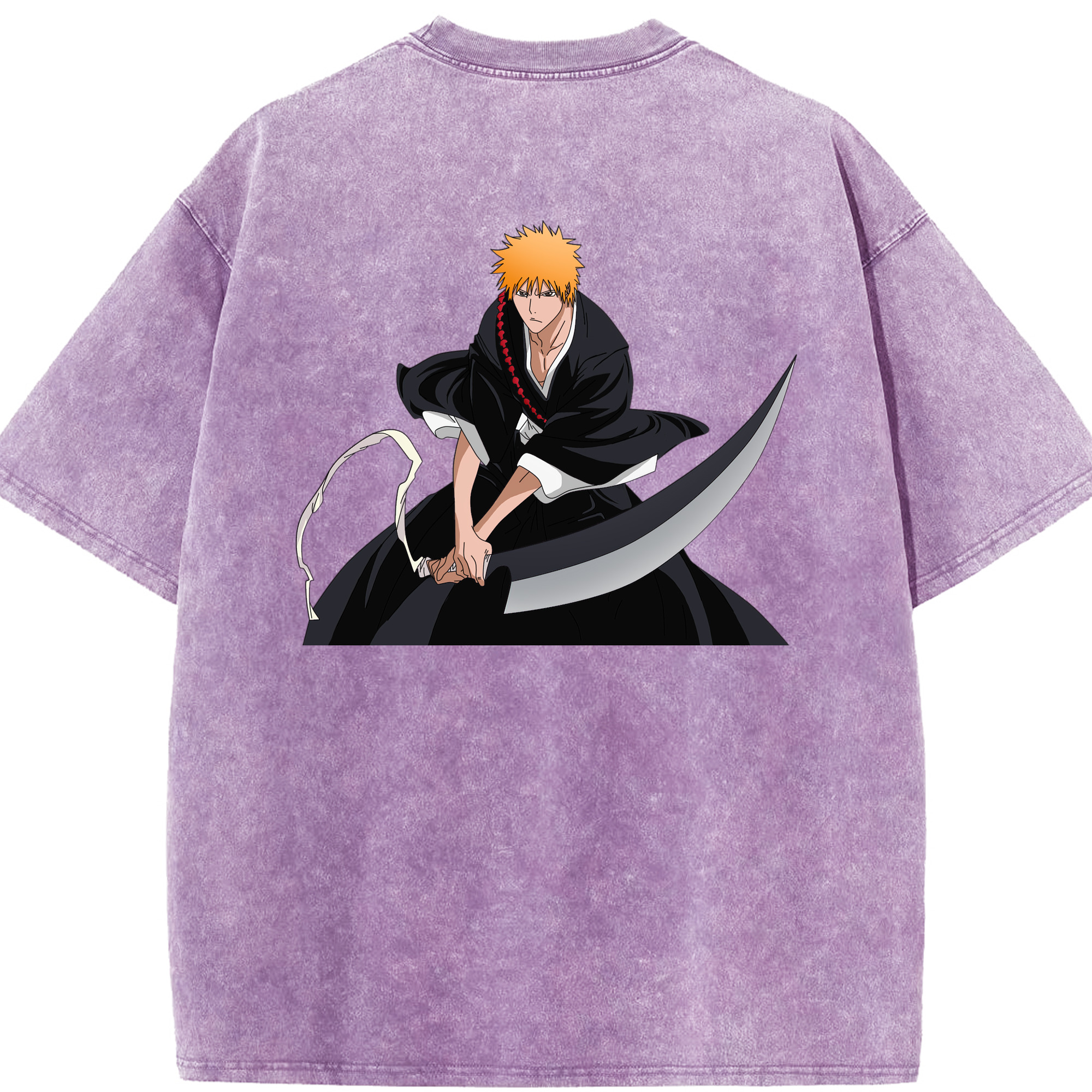 （画像用） ブリーチ 黒崎一護（くろさき いちご）BLEACH Kurosaki Ichigo 綿100% ヴィンテージ風 半袖Tシャツ（背面プリント）