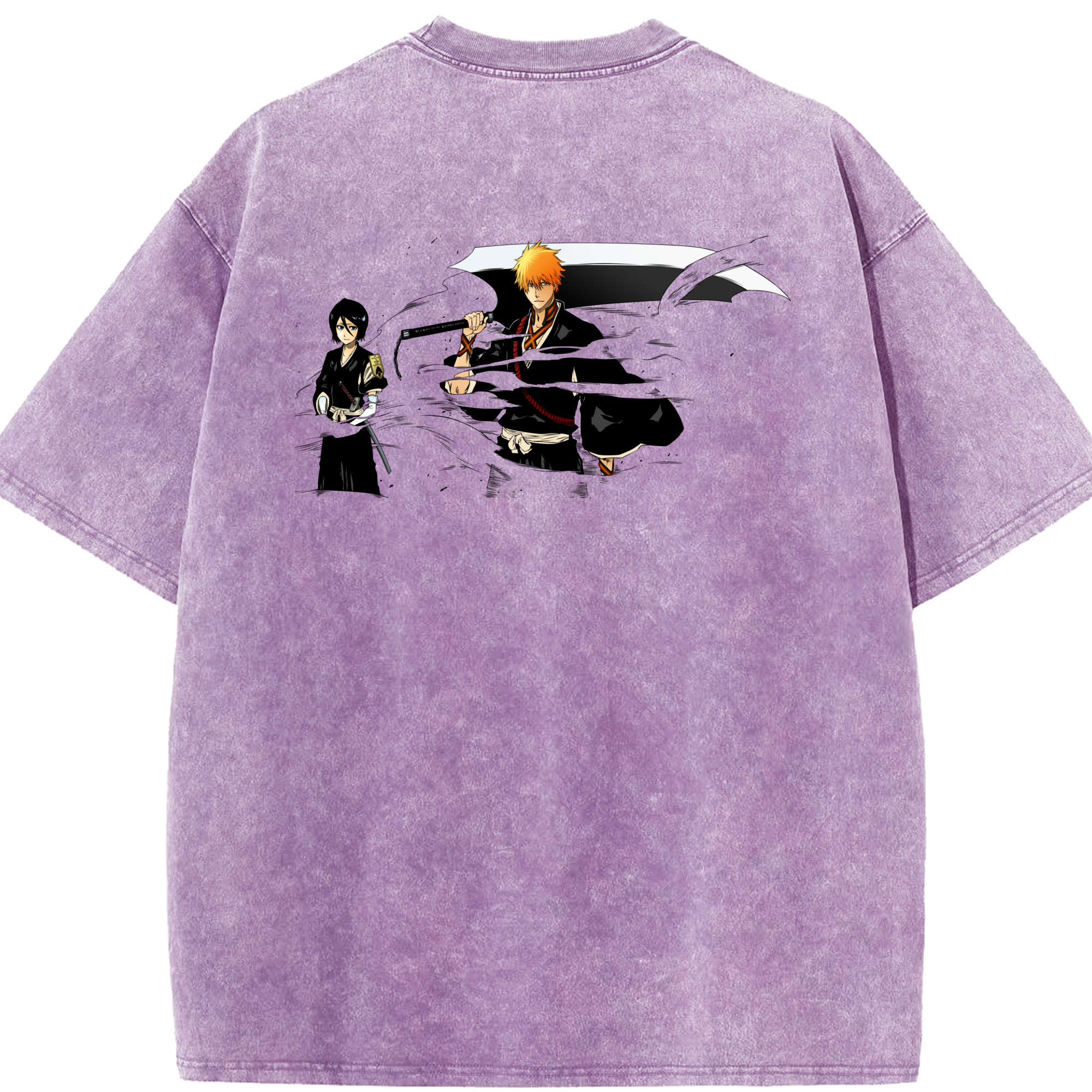 （画像用） ブリーチ 黒崎一護（くろさき いちご）BLEACH Kurosaki Ichigo 綿100% ヴィンテージ風 半袖Tシャツ（背面プリント）