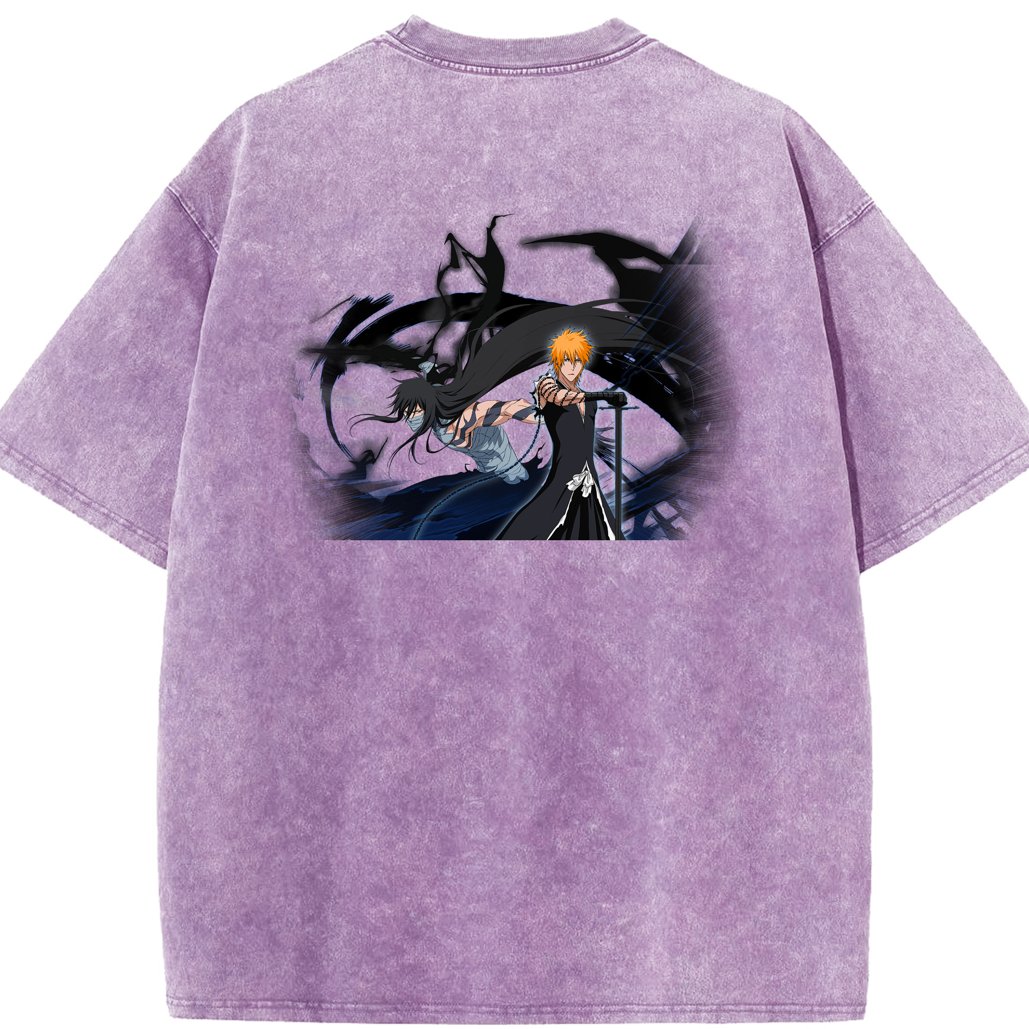（画像用） ブリーチ 黒崎一護（くろさき いちご）BLEACH Kurosaki Ichigo 綿100% ヴィンテージ風 半袖Tシャツ（背面プリント）