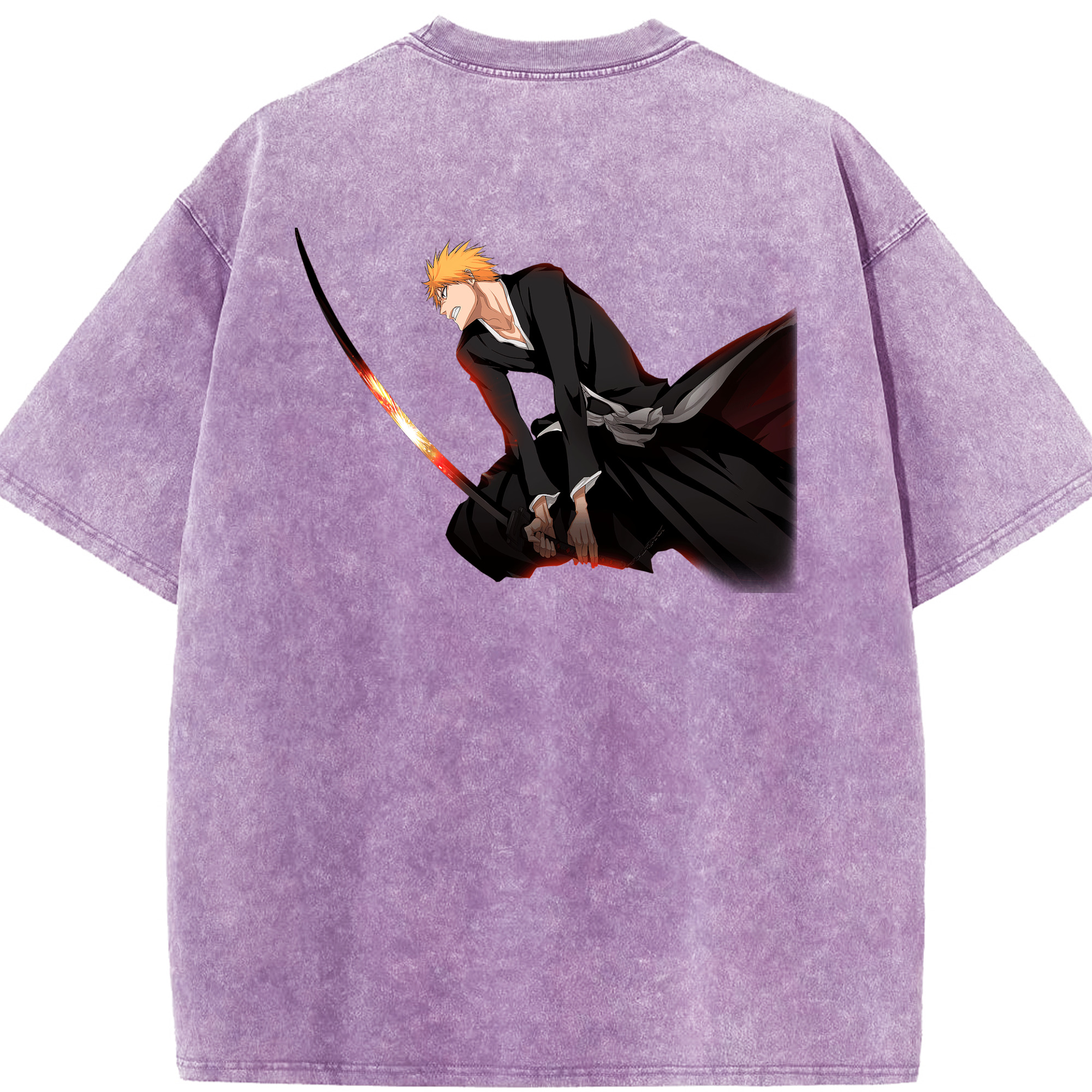 （画像用） ブリーチ 黒崎一護（くろさき いちご）BLEACH Kurosaki Ichigo 綿100% ヴィンテージ風 半袖Tシャツ（背面プリント）