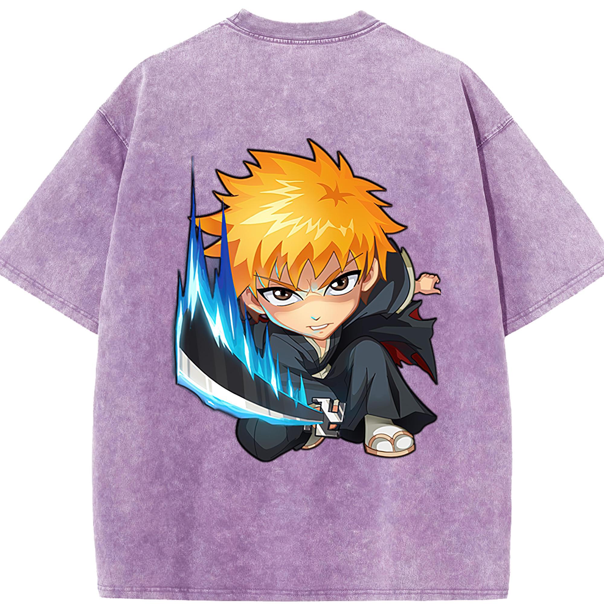 （画像用） ブリーチ 黒崎一護（くろさき いちご）BLEACH Kurosaki Ichigo 綿100% ヴィンテージ風 半袖Tシャツ（背面プリント）