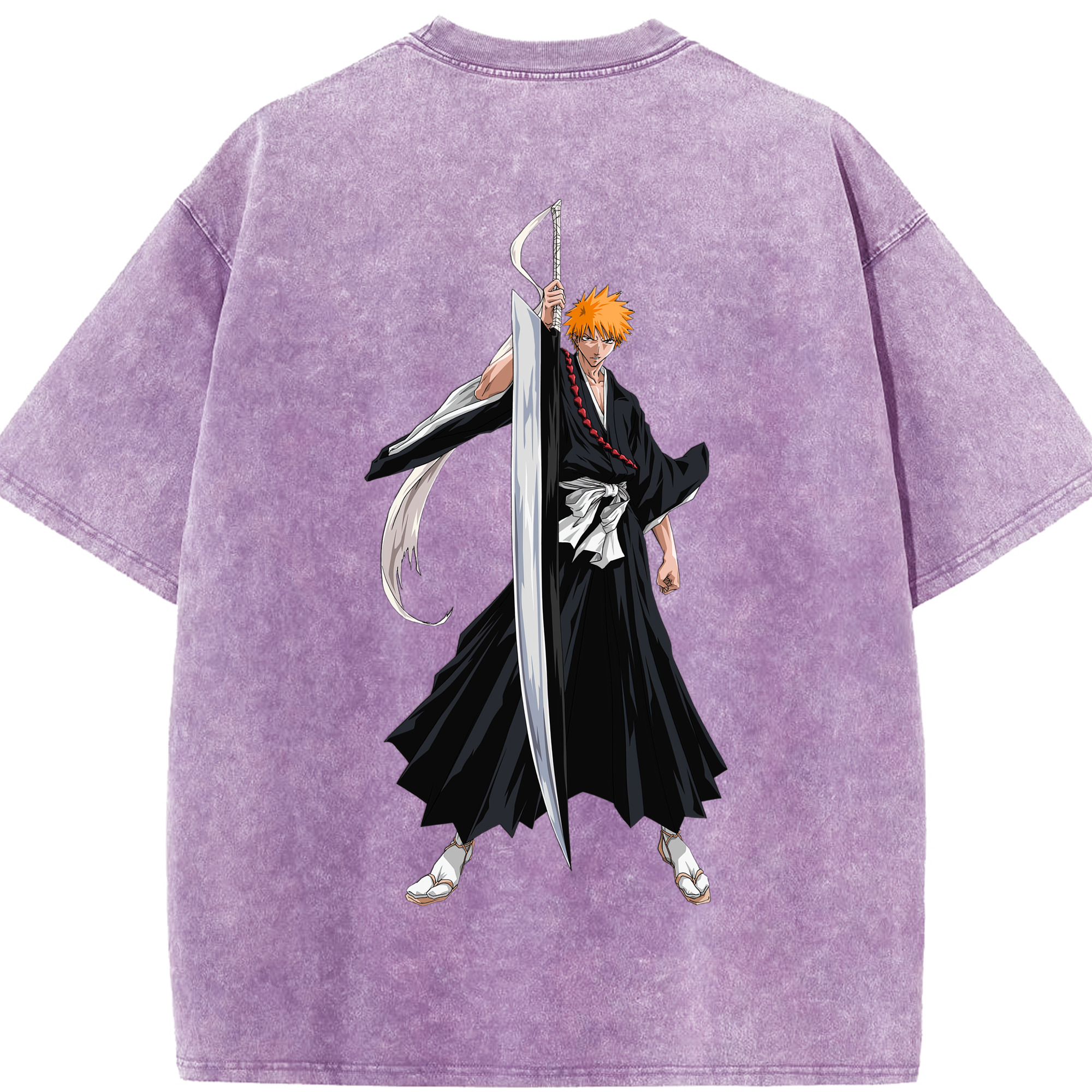 （画像用） ブリーチ 黒崎一護（くろさき いちご）BLEACH Kurosaki Ichigo 綿100% ヴィンテージ風 半袖Tシャツ（背面プリント）