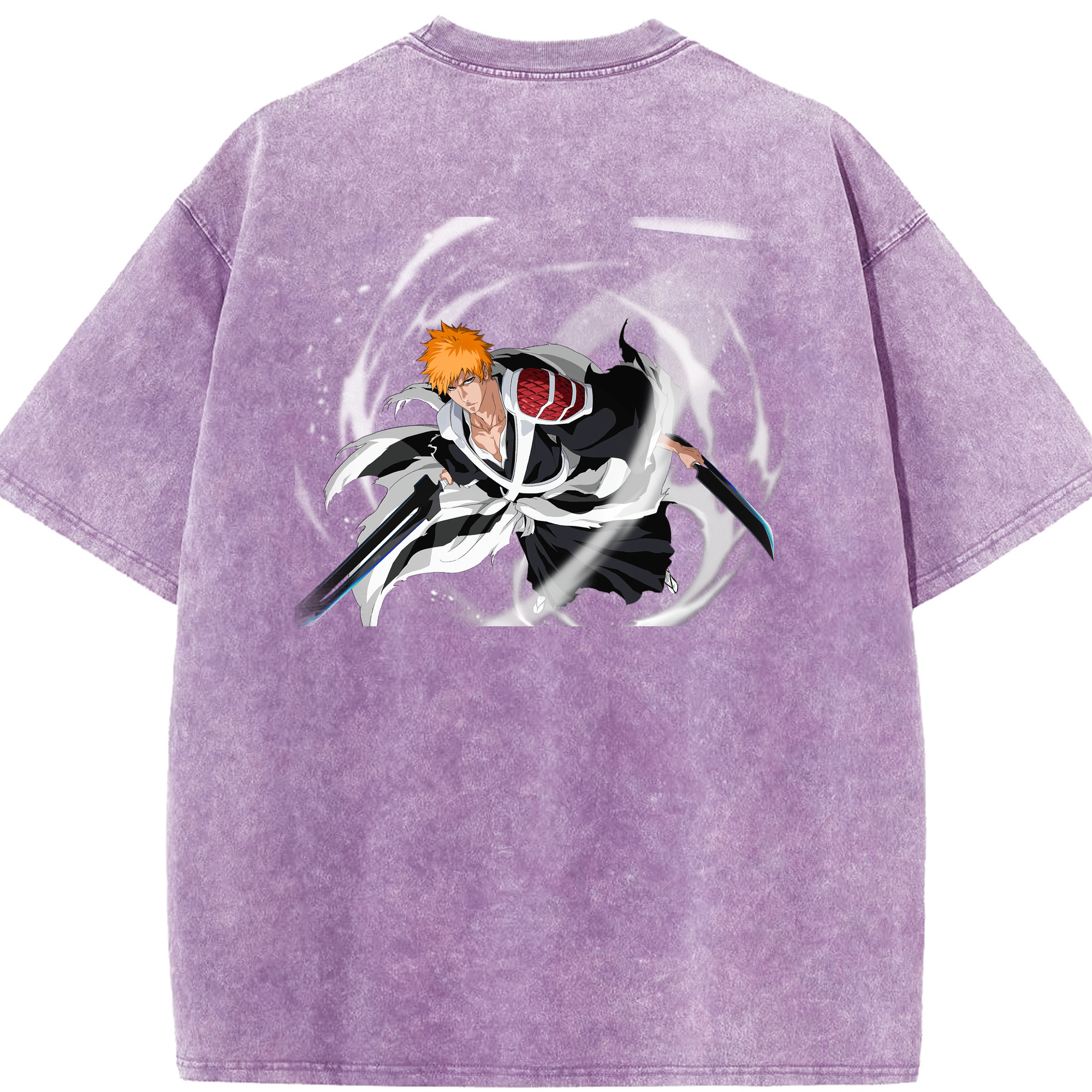 （画像用） ブリーチ 黒崎一護（くろさき いちご）BLEACH Kurosaki Ichigo 綿100% ヴィンテージ風 半袖Tシャツ（背面プリント）