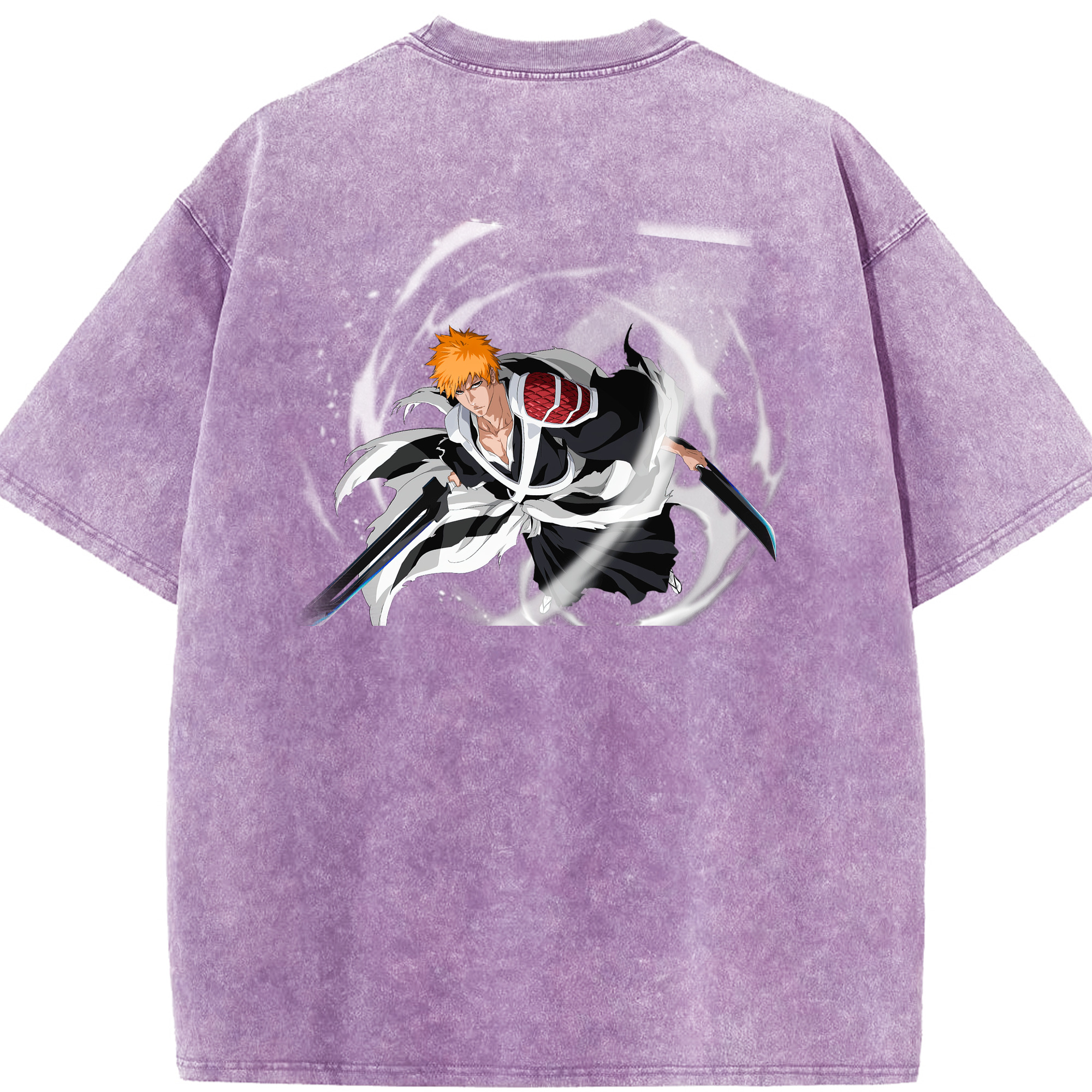 （画像用） ブリーチ 黒崎一護（くろさき いちご）BLEACH Kurosaki Ichigo 綿100% ヴィンテージ風 半袖Tシャツ（背面プリント）
