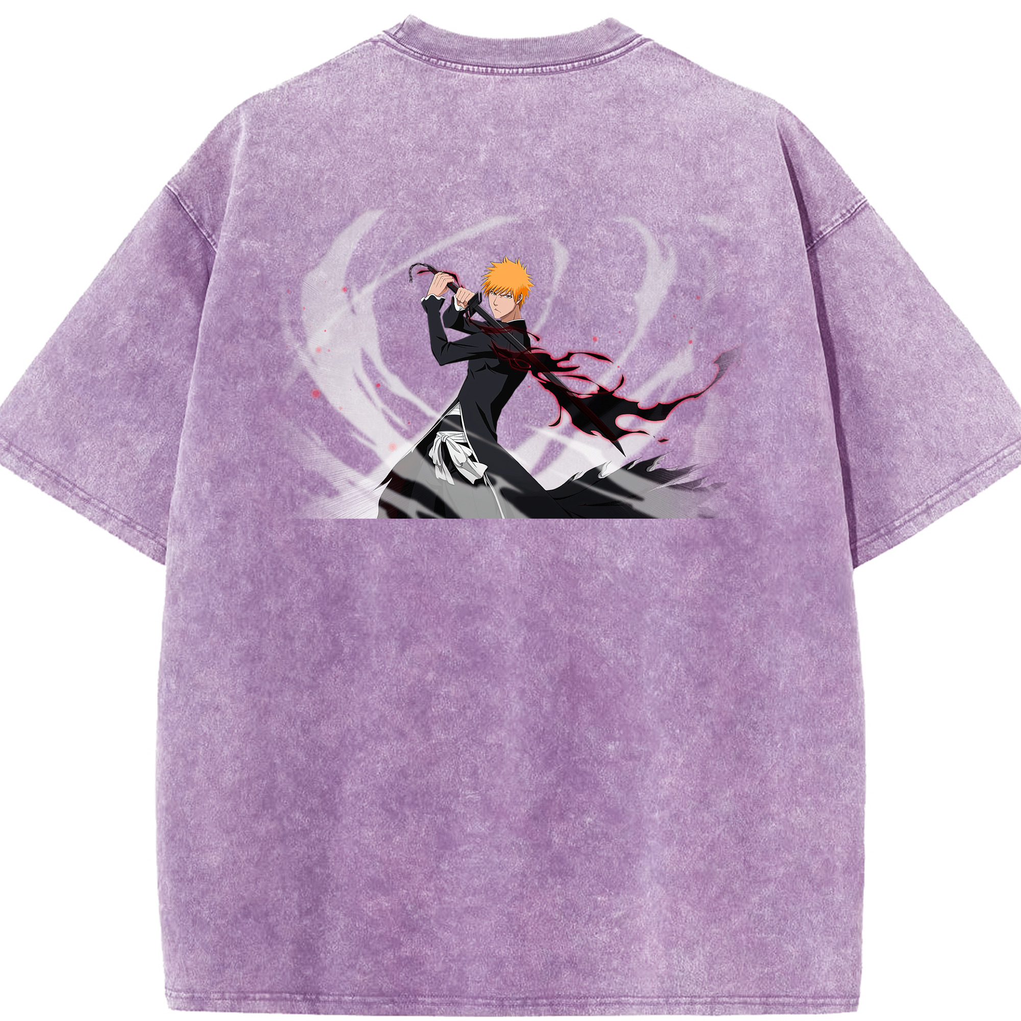 （画像用） ブリーチ 黒崎一護（くろさき いちご）BLEACH Kurosaki Ichigo 綿100% ヴィンテージ風 半袖Tシャツ（背面プリント）