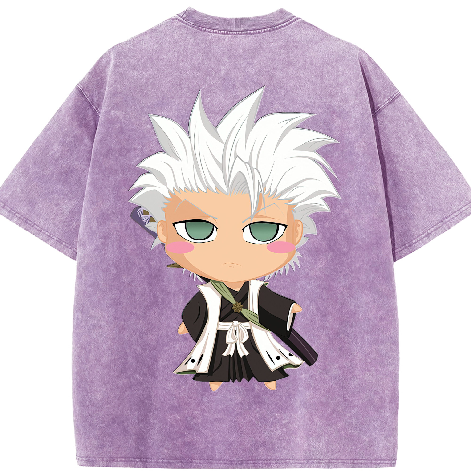 （画像用） ブリーチ 日番谷冬獅郎（ひつがや とうしろう） BLEACH Hitsugaya Toushirou 綿100% ヴィンテージ風 半袖Tシャツ（背面プリント）