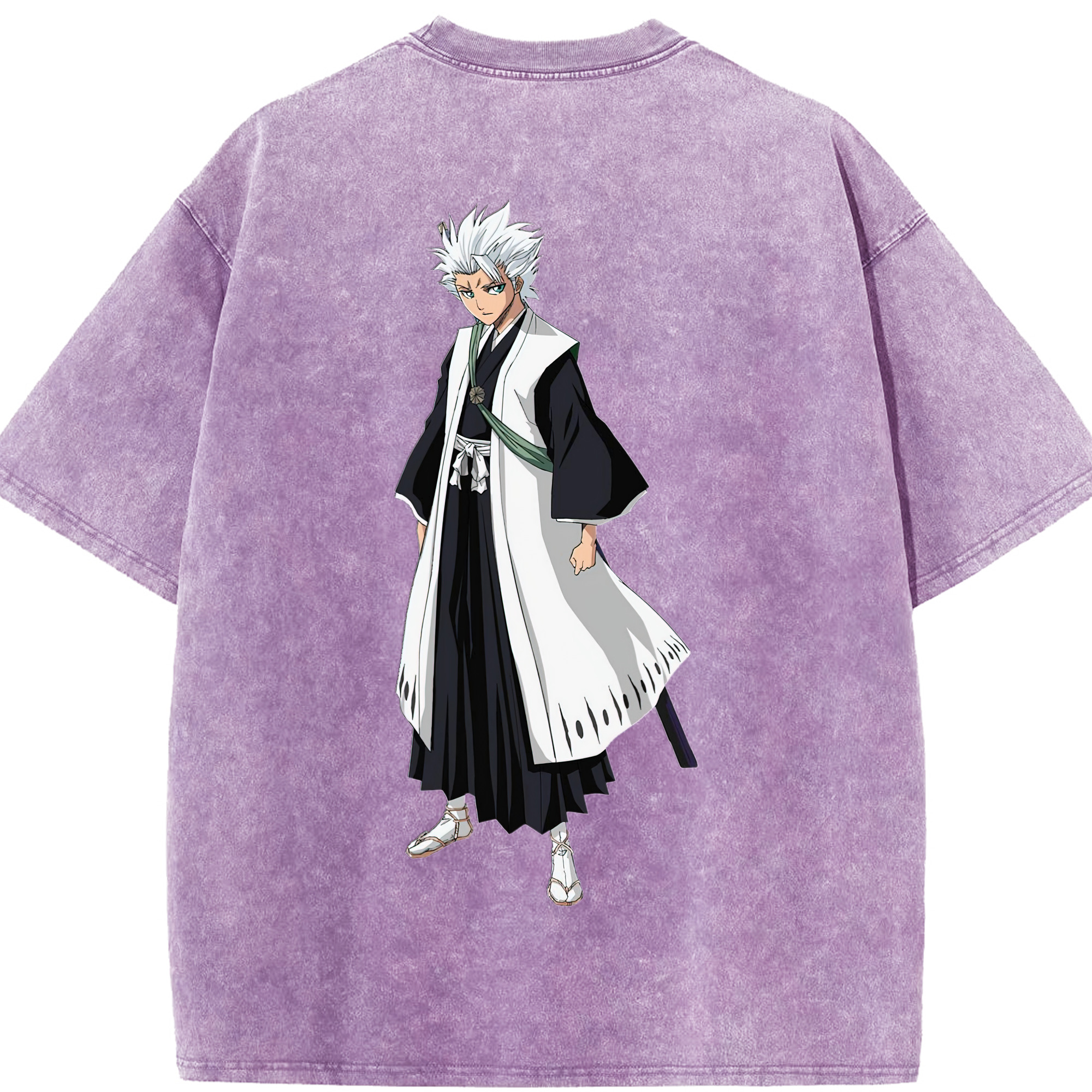（画像用） ブリーチ 日番谷冬獅郎（ひつがや とうしろう） BLEACH Hitsugaya Toushirou 綿100% ヴィンテージ風 半袖Tシャツ（背面プリント）