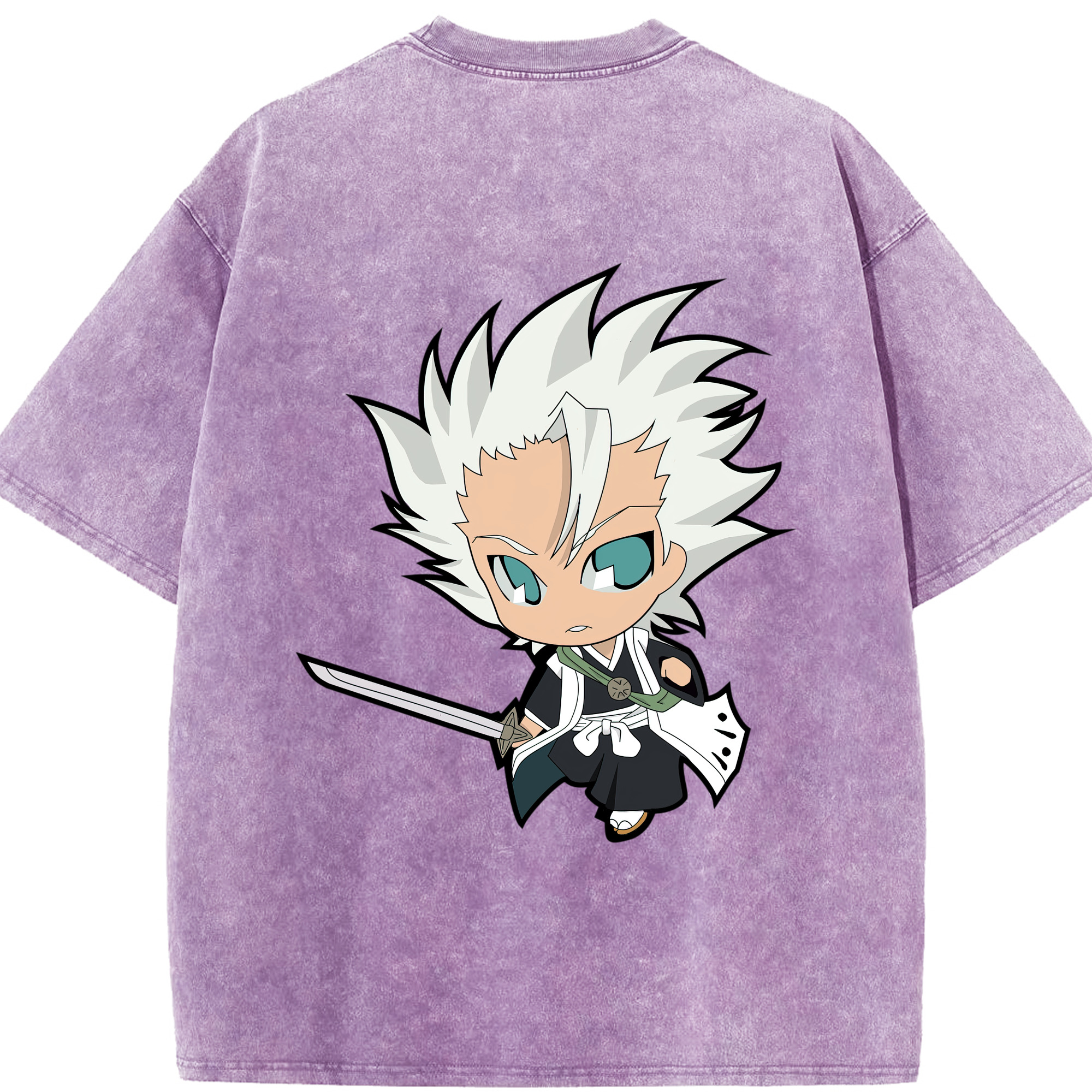 （画像用） ブリーチ 日番谷冬獅郎（ひつがや とうしろう） BLEACH Hitsugaya Toushirou 綿100% ヴィンテージ風 半袖Tシャツ（背面プリント）