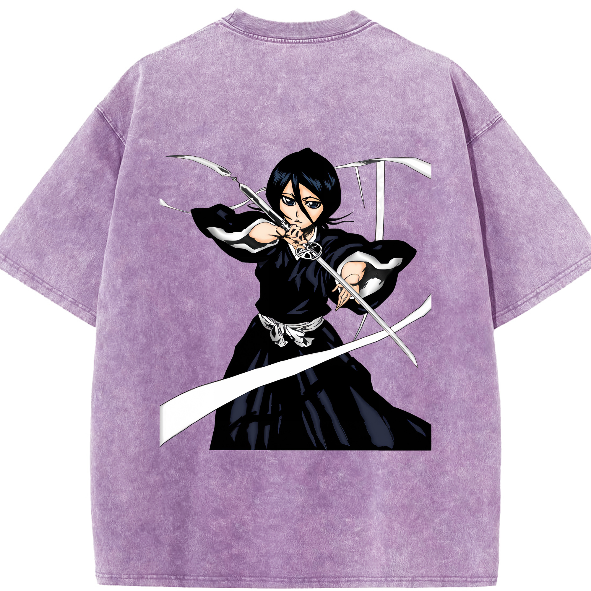 （画像用） ブリーチ 朽木ルキア BLEACH Kuchiki Rukia 綿100% ヴィンテージ風 半袖Tシャツ（背面プリント）