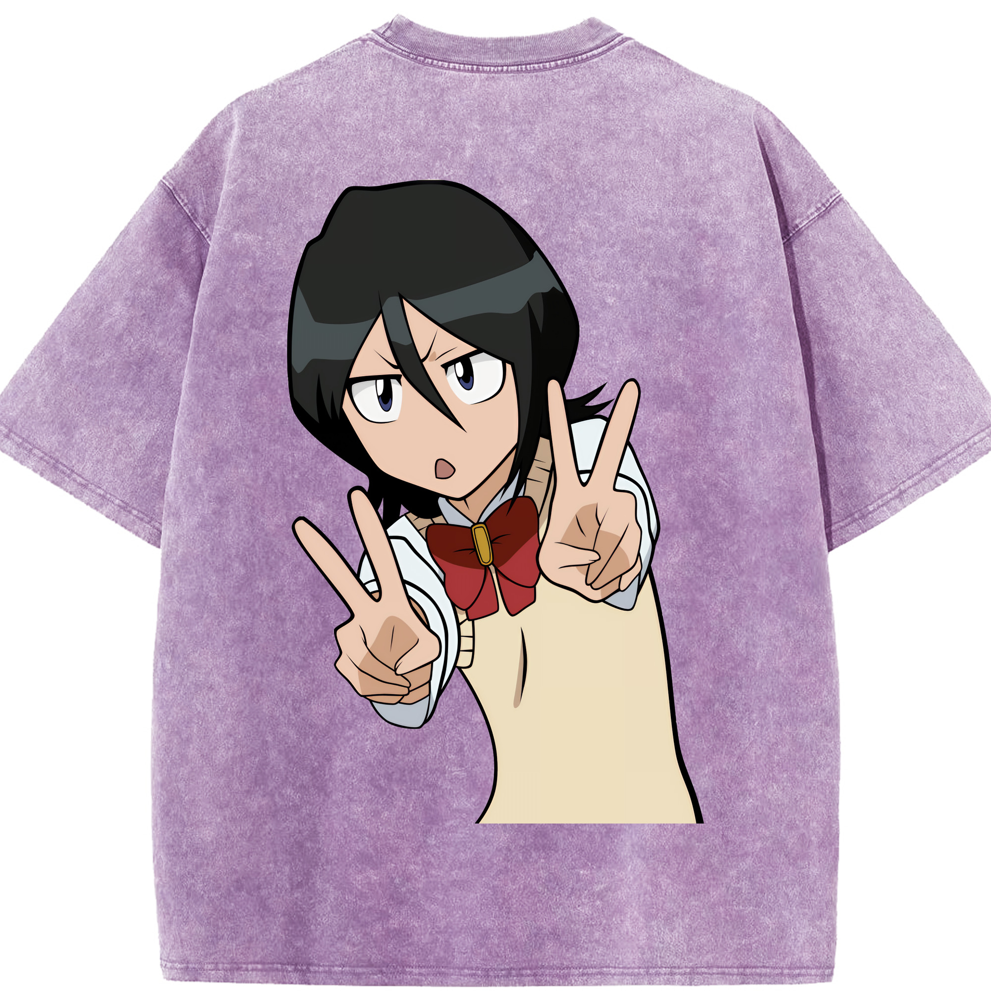（画像用） ブリーチ 朽木ルキア BLEACH Kuchiki Rukia 綿100% ヴィンテージ風 半袖Tシャツ（背面プリント）