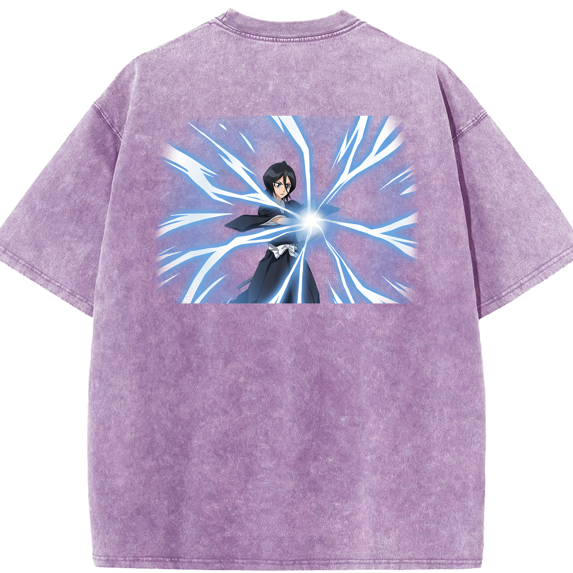 （画像用） ブリーチ 朽木ルキア BLEACH Kuchiki Rukia 綿100% ヴィンテージ風 半袖Tシャツ（背面プリント）