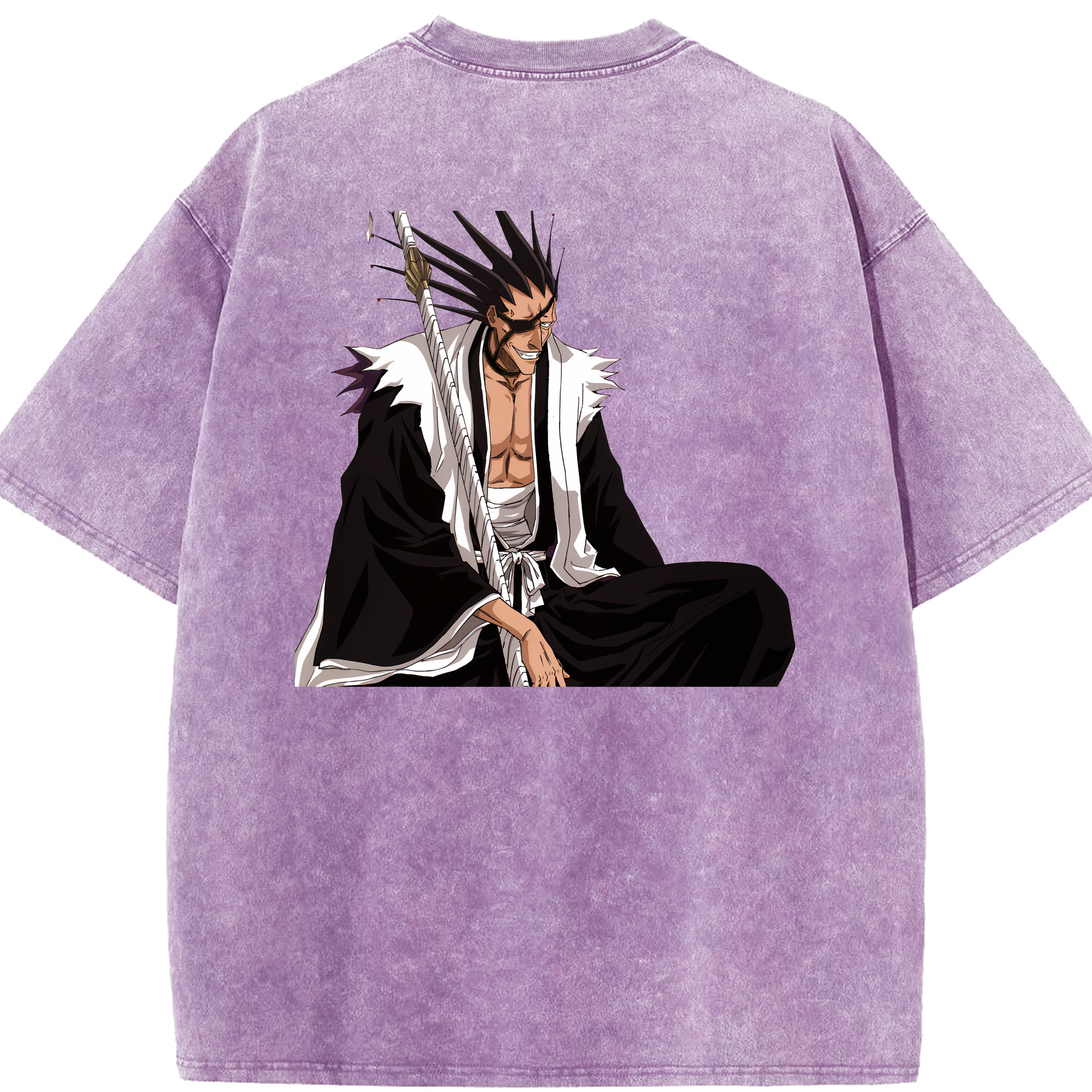 （画像用） ブリーチ ざらき けんぱち BLEACH Zaraki Kenpachi 綿100% ヴィンテージ風 半袖Tシャツ（背面プリント）
