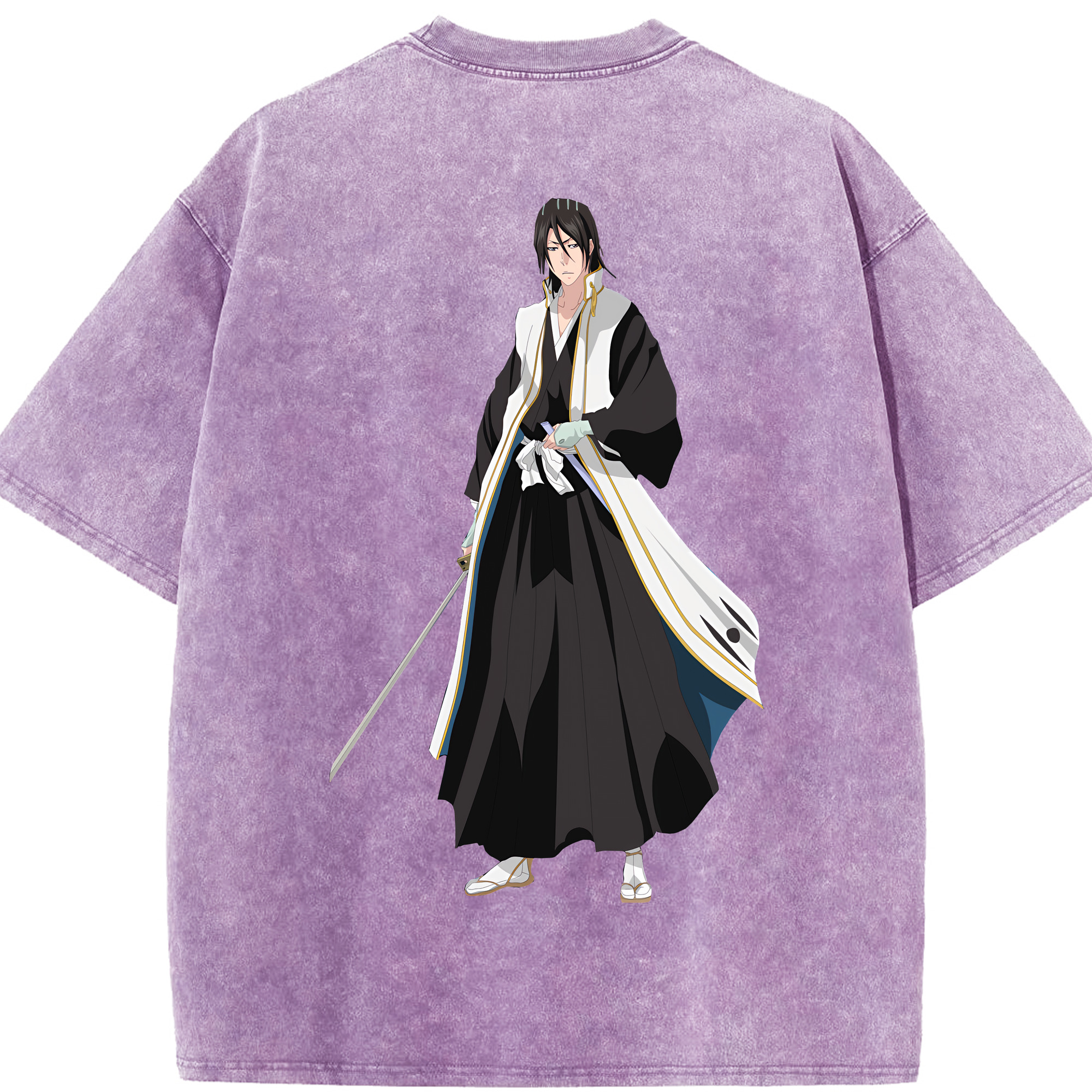 （画像用） ブリーチ くちき びゃくや BLEACH Kuchiki Byakuya 綿100% ヴィンテージ風 半袖Tシャツ（背面プリント）
