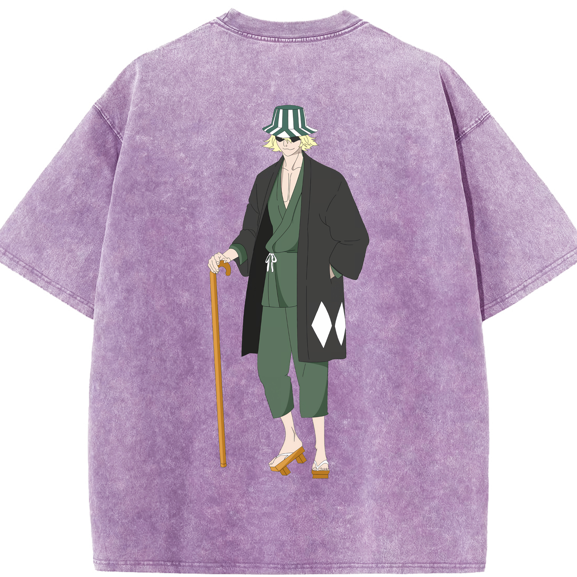 （画像用） "ブリーチ 浦原 喜助（うらはら きすけ） BLEACH Urahara Kisuke " 綿100% ヴィンテージ風 半袖Tシャツ（背面プリント）