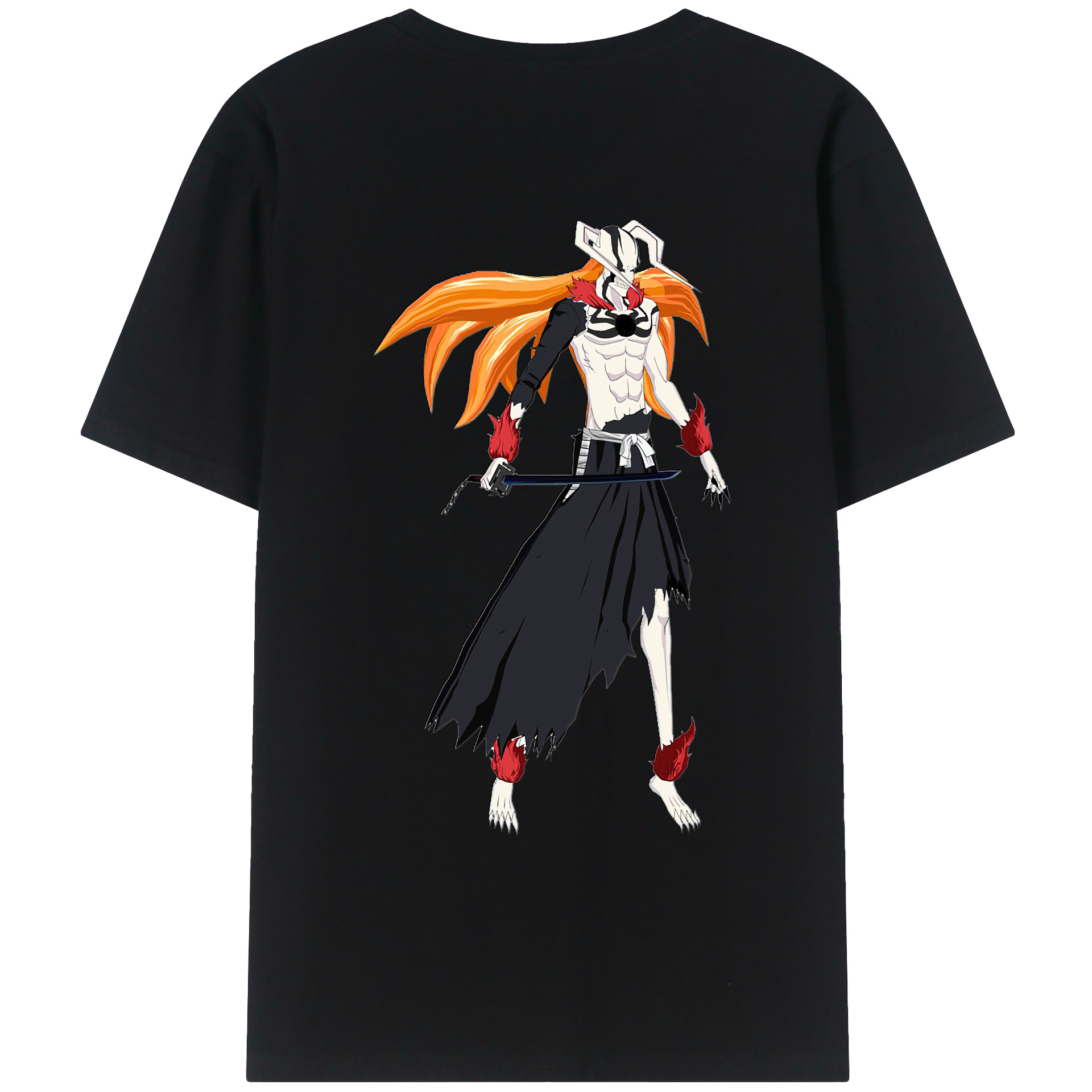 （画像用） ブリーチ 黒崎一護（くろさき いちご）BLEACH Kurosaki Ichigo 綿100％ メンズ半袖Tシャツ（バックプリント） 通気性