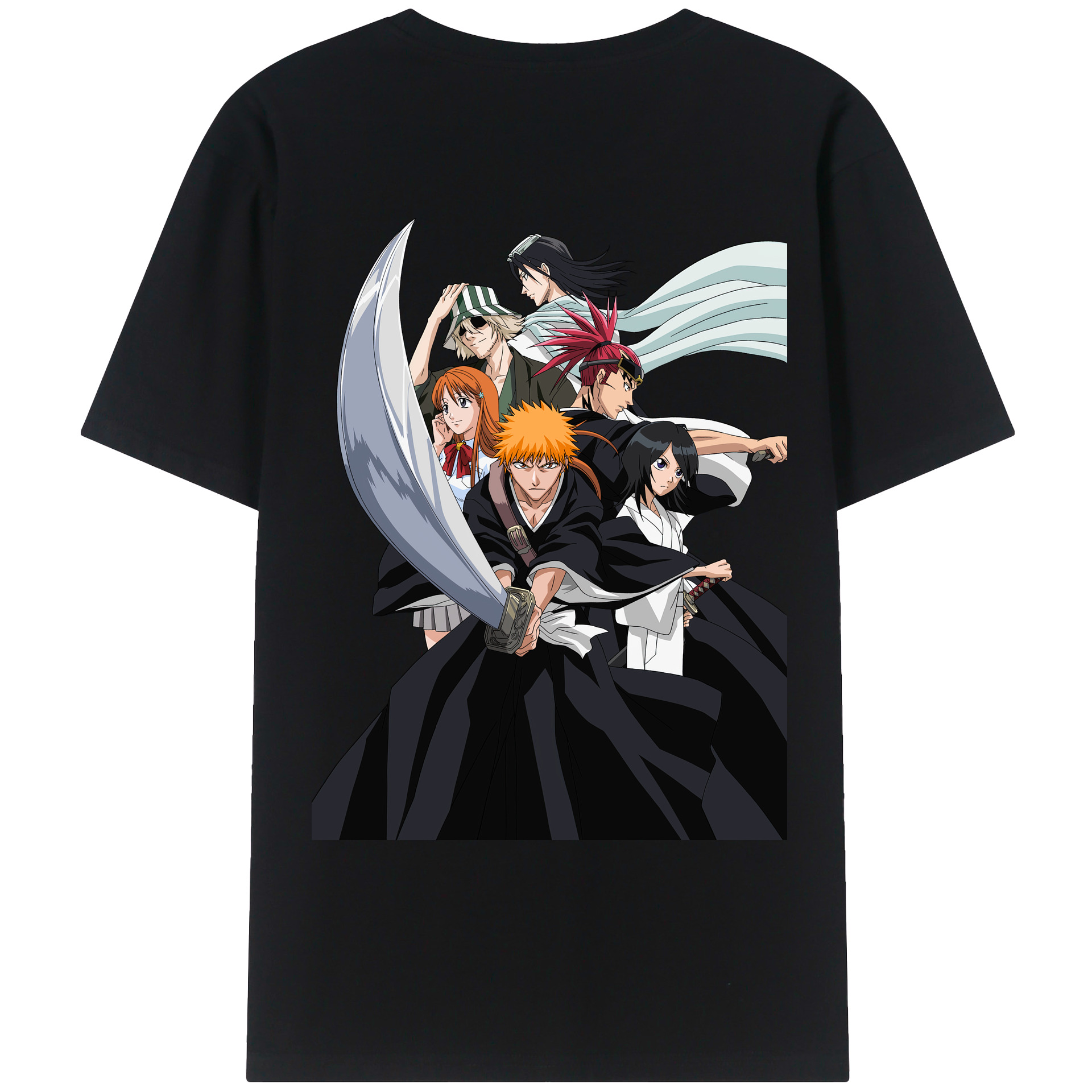 （画像用） ブリーチ 黒崎一護（くろさき いちご）BLEACH Kurosaki Ichigo 綿100％ メンズ半袖Tシャツ（バックプリント） 通気性