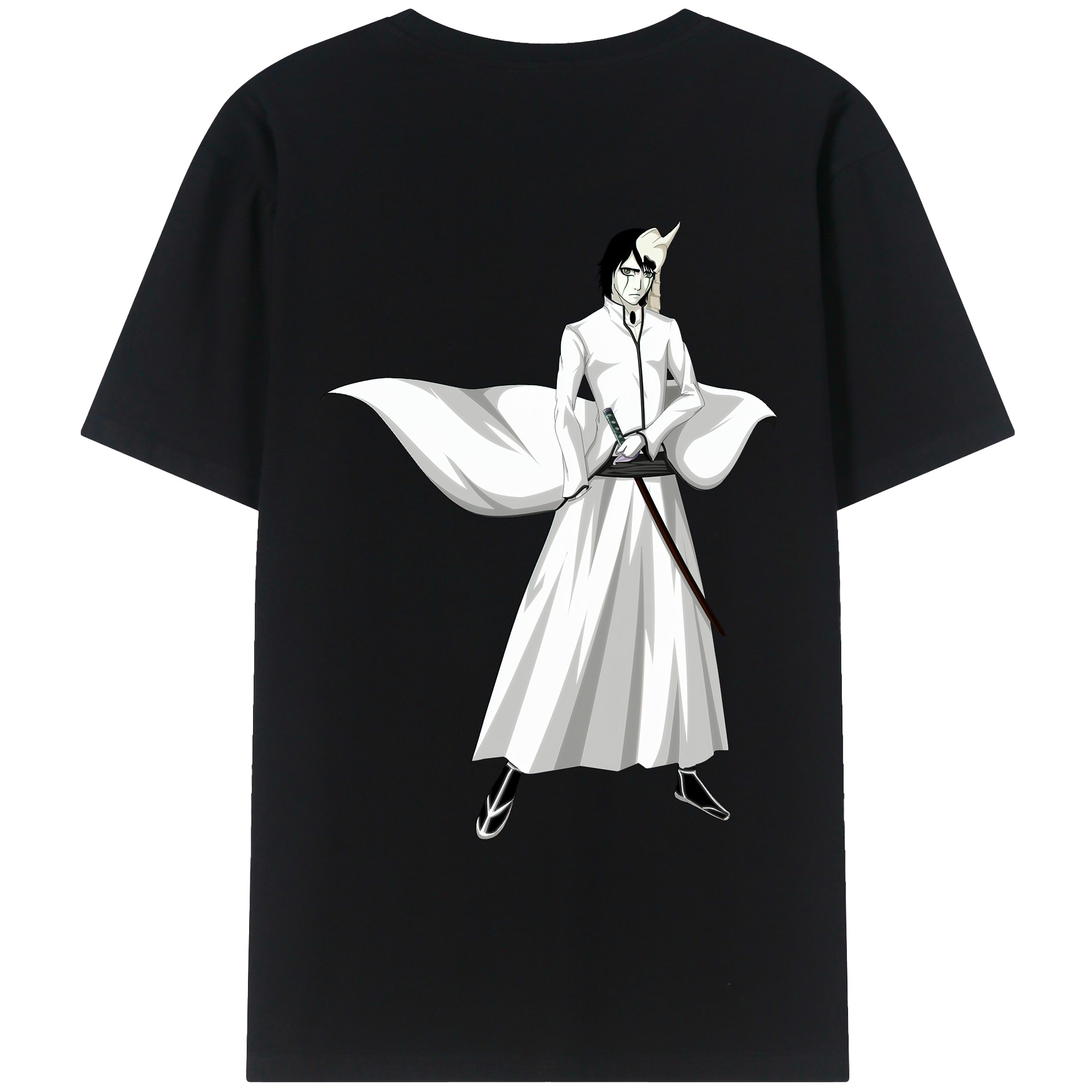 （画像用） ブリーチ ウルキオラ·シファー BLEACH Ulquiorra cifer 綿100％ メンズ半袖Tシャツ（バックプリント） 通気性