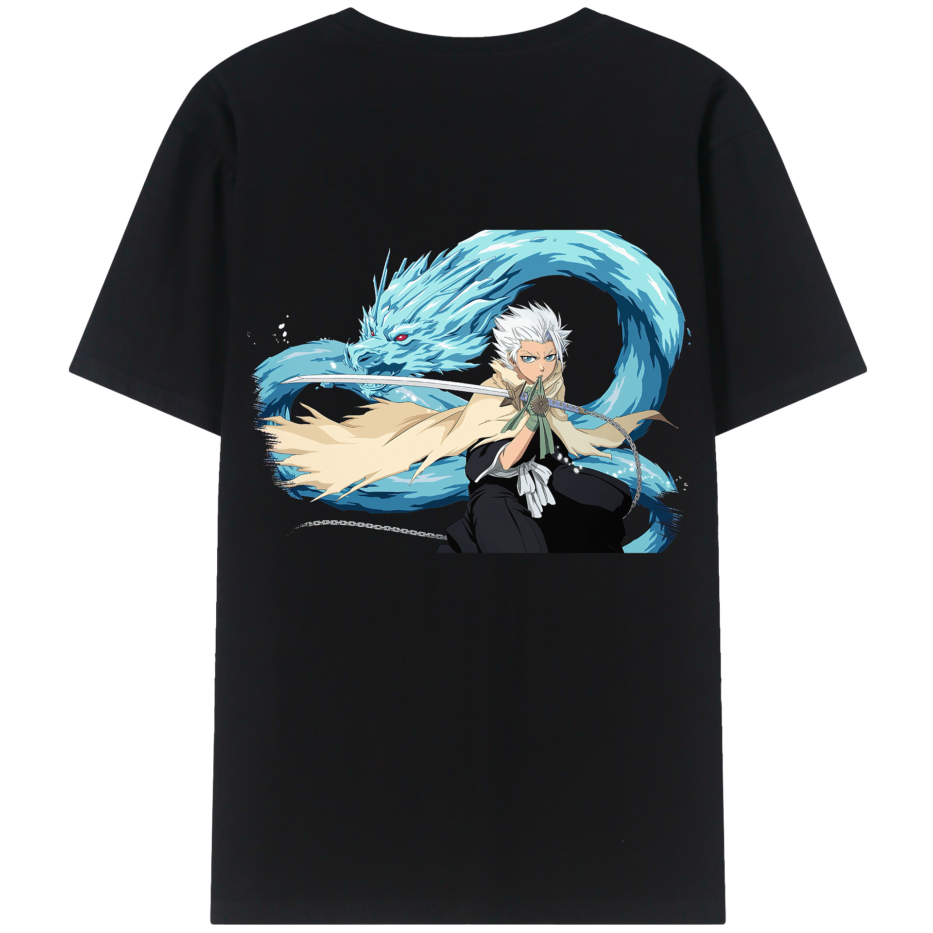 （画像用） ブリーチ 日番谷冬獅郎（ひつがや とうしろう） BLEACH Hitsugaya Toushirou 綿100％ メンズ半袖Tシャツ（バックプリント） 通気性
