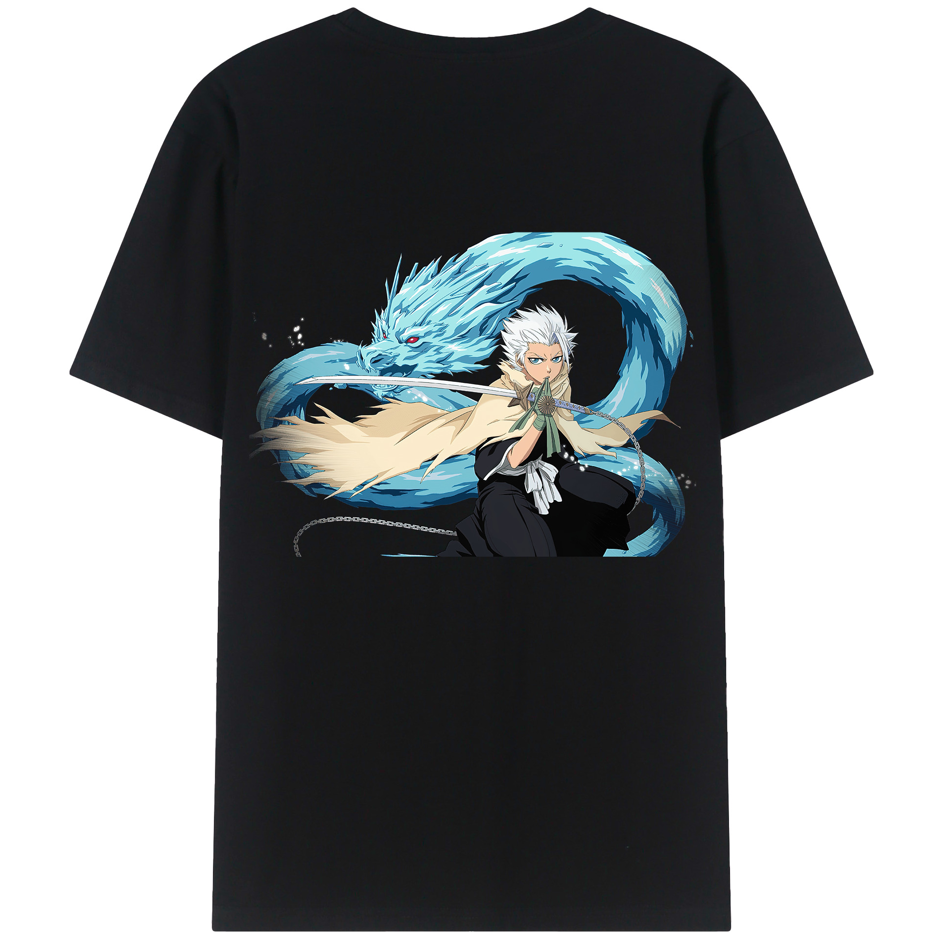 （画像用） ブリーチ 日番谷冬獅郎（ひつがや とうしろう） BLEACH Hitsugaya Toushirou 綿100％ メンズ半袖Tシャツ（バックプリント） 通気性