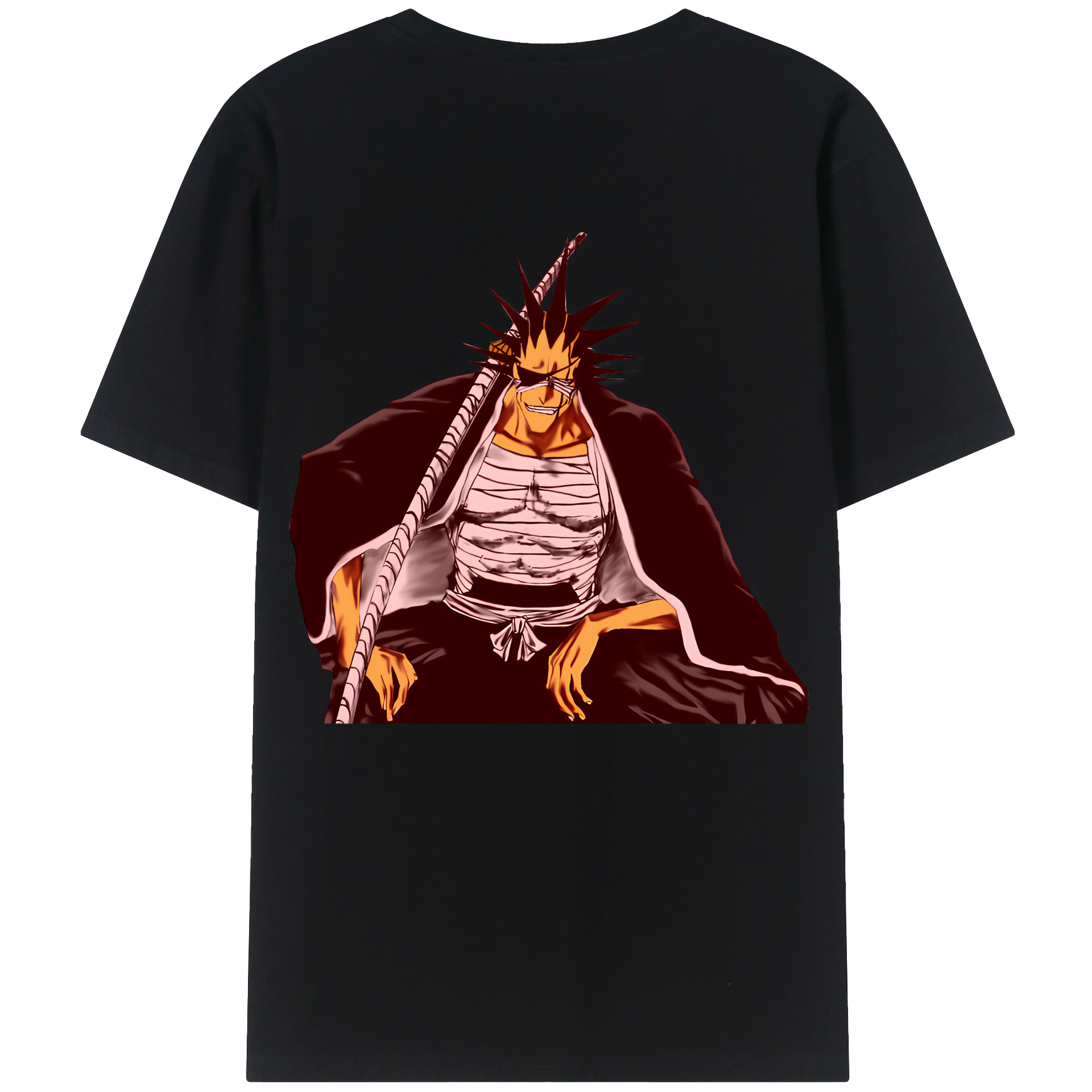 （画像用） ブリーチ ざらき けんぱち BLEACH Zaraki Kenpachi 綿100％ メンズ半袖Tシャツ（バックプリント） 通気性