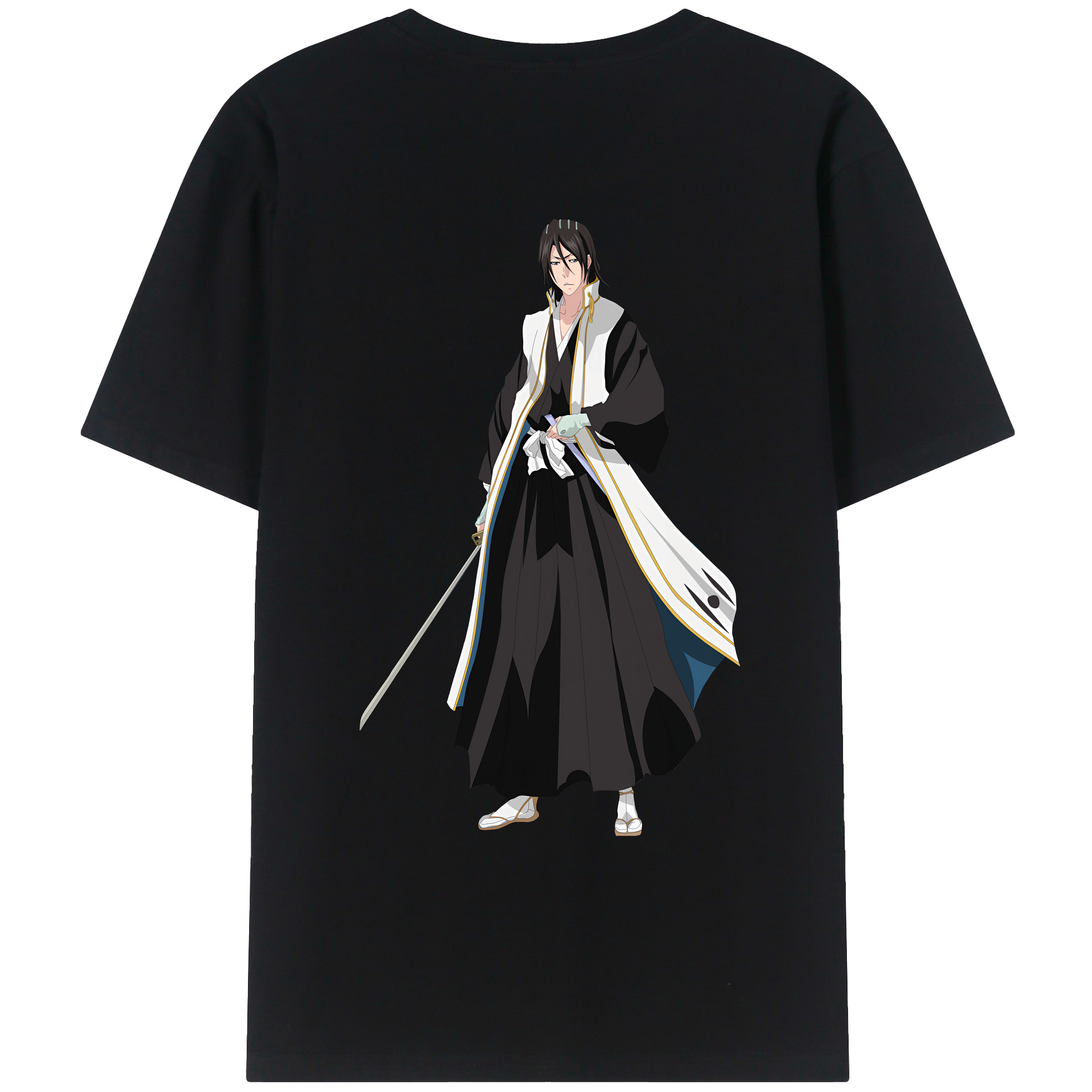 （画像用） ブリーチ くちき びゃくや BLEACH Kuchiki Byakuya 綿100％ メンズ半袖Tシャツ（バックプリント） 通気性