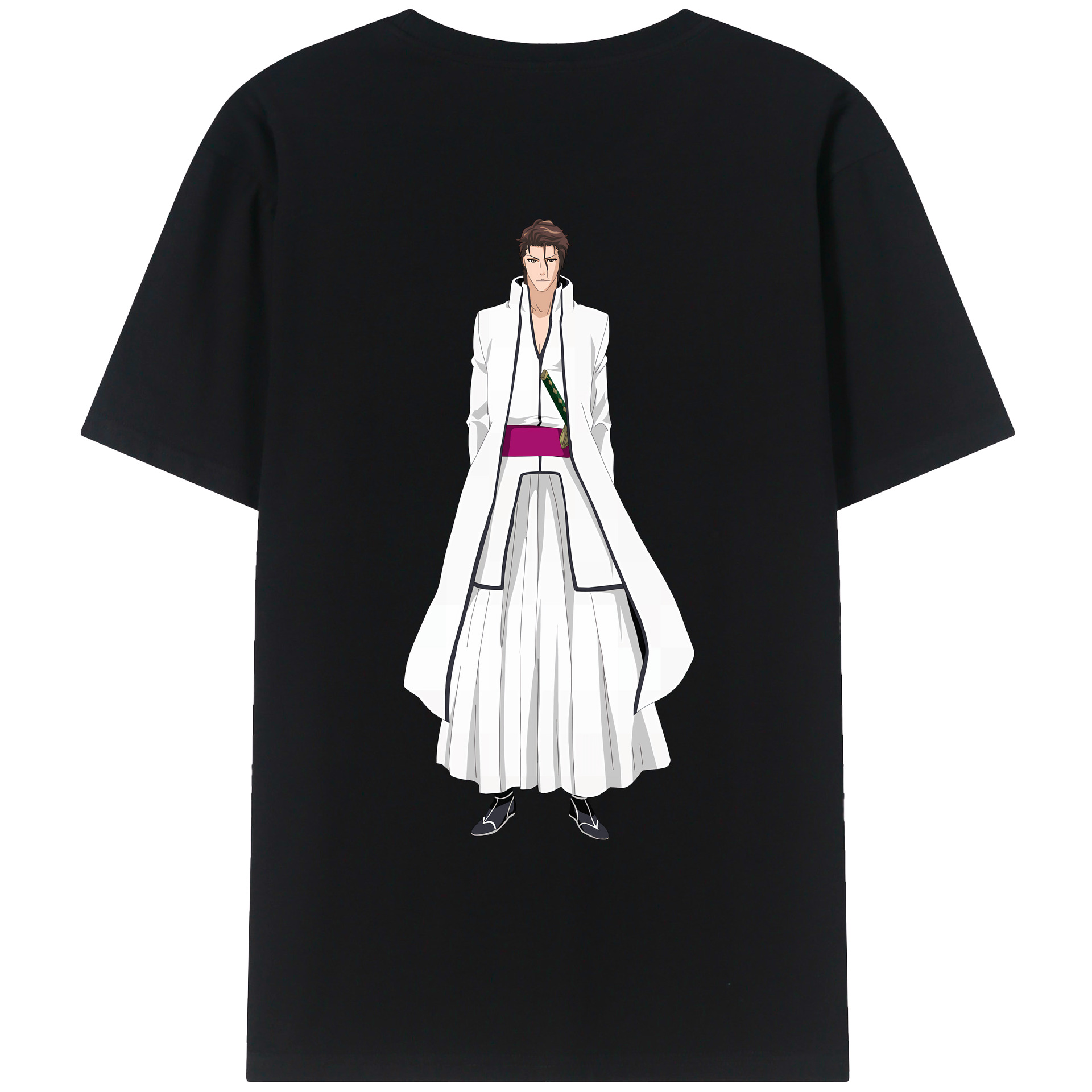 （画像用） ブリーチ 藍染 惣右介（あいぜん そうすけ） BLEACH Aizen Sousuke 綿100％ メンズ半袖Tシャツ（バックプリント） 通気性