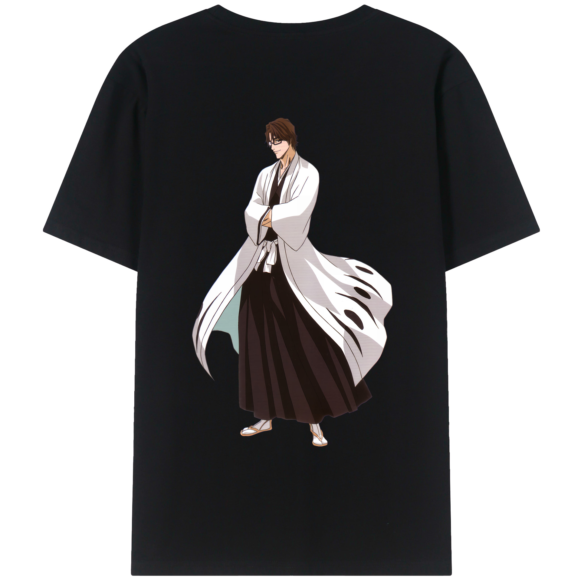 （画像用） ブリーチ 藍染 惣右介（あいぜん そうすけ） BLEACH Aizen Sousuke 綿100％ メンズ半袖Tシャツ（バックプリント） 通気性
