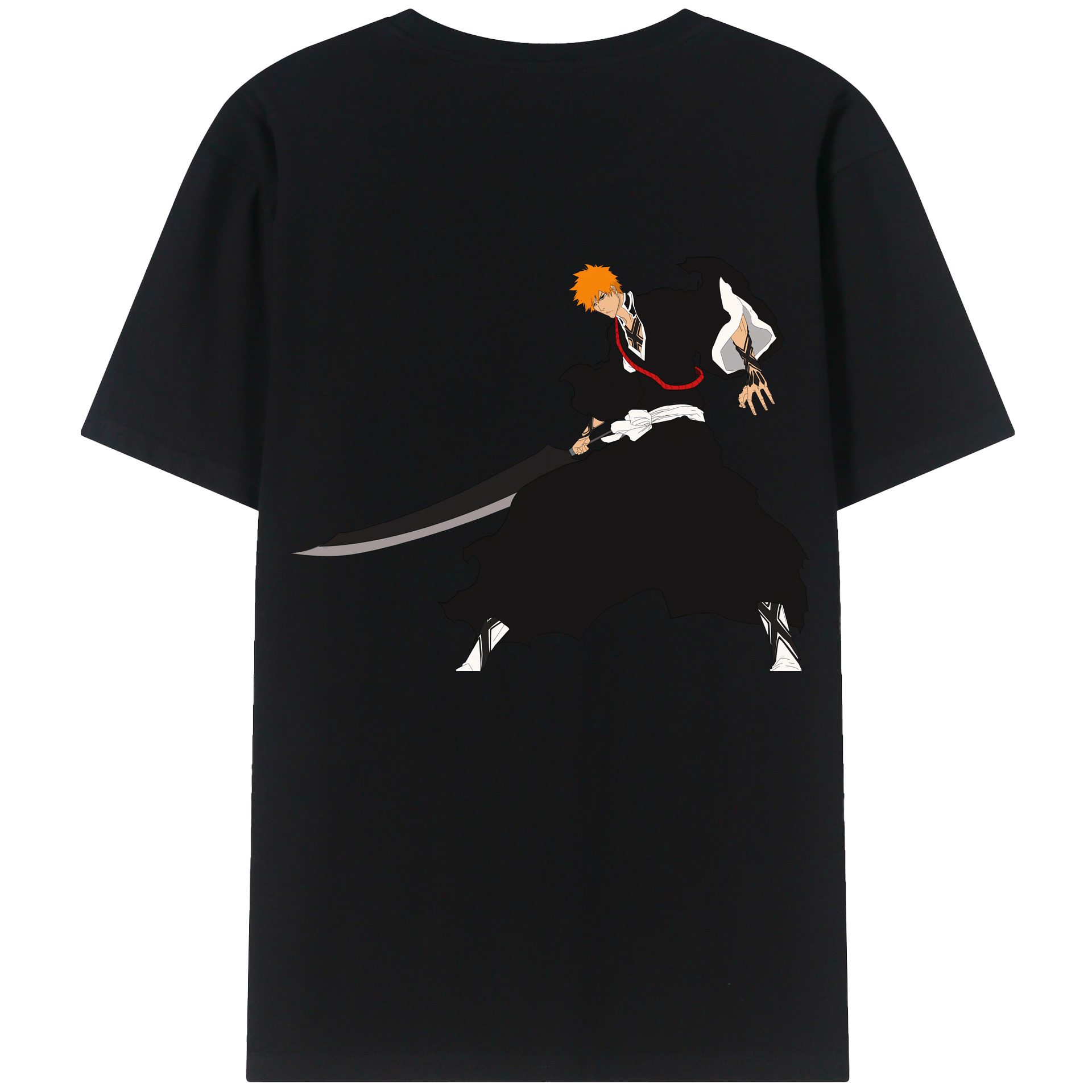 （画像用） ブリーチ 黒崎一護（くろさき いちご）BLEACH Kurosaki Ichigo 綿100％ メンズ半袖Tシャツ（バックプリント） 通気性