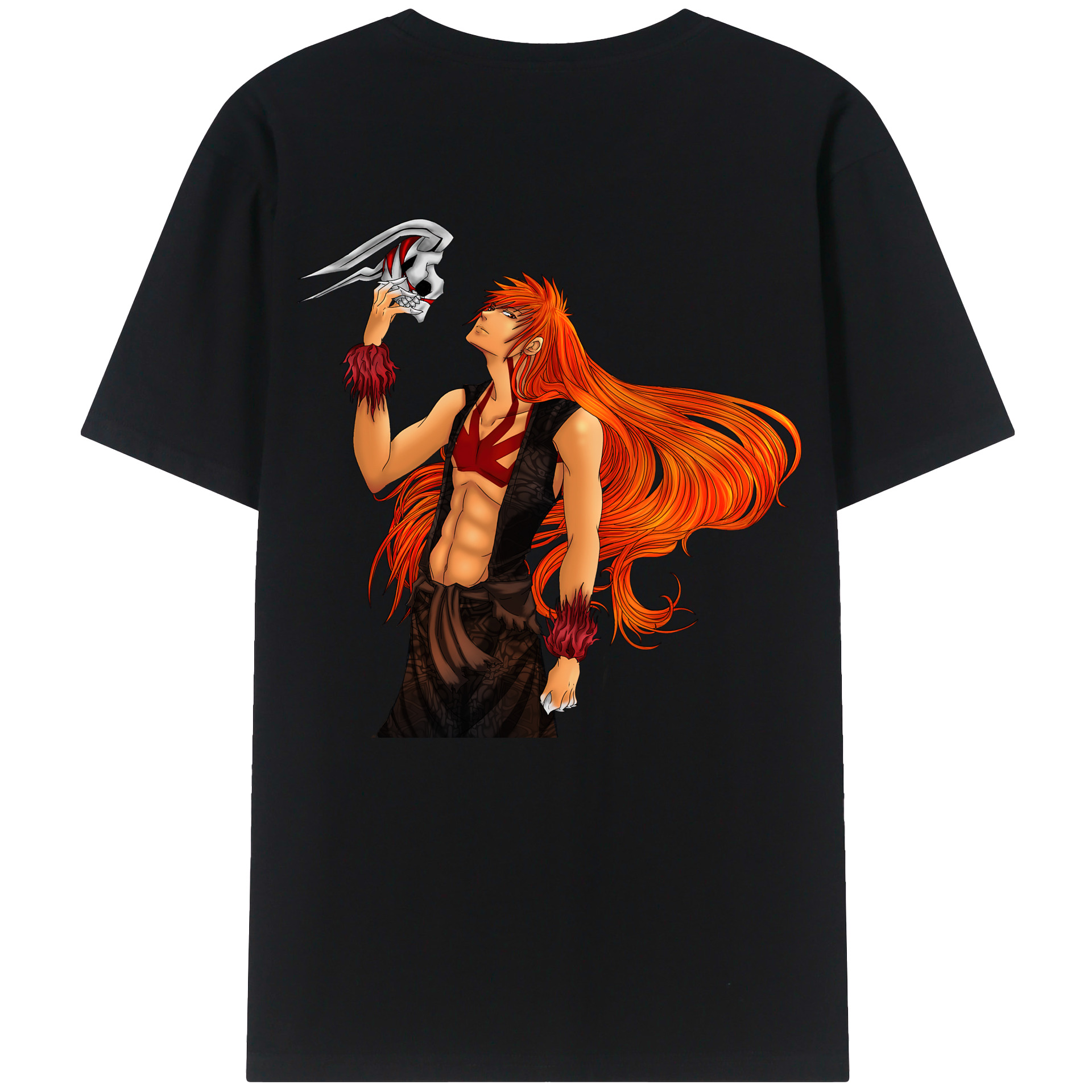 （画像用） ブリーチ 黒崎一護（くろさき いちご）BLEACH Kurosaki Ichigo 綿100％ メンズ半袖Tシャツ（バックプリント） 通気性