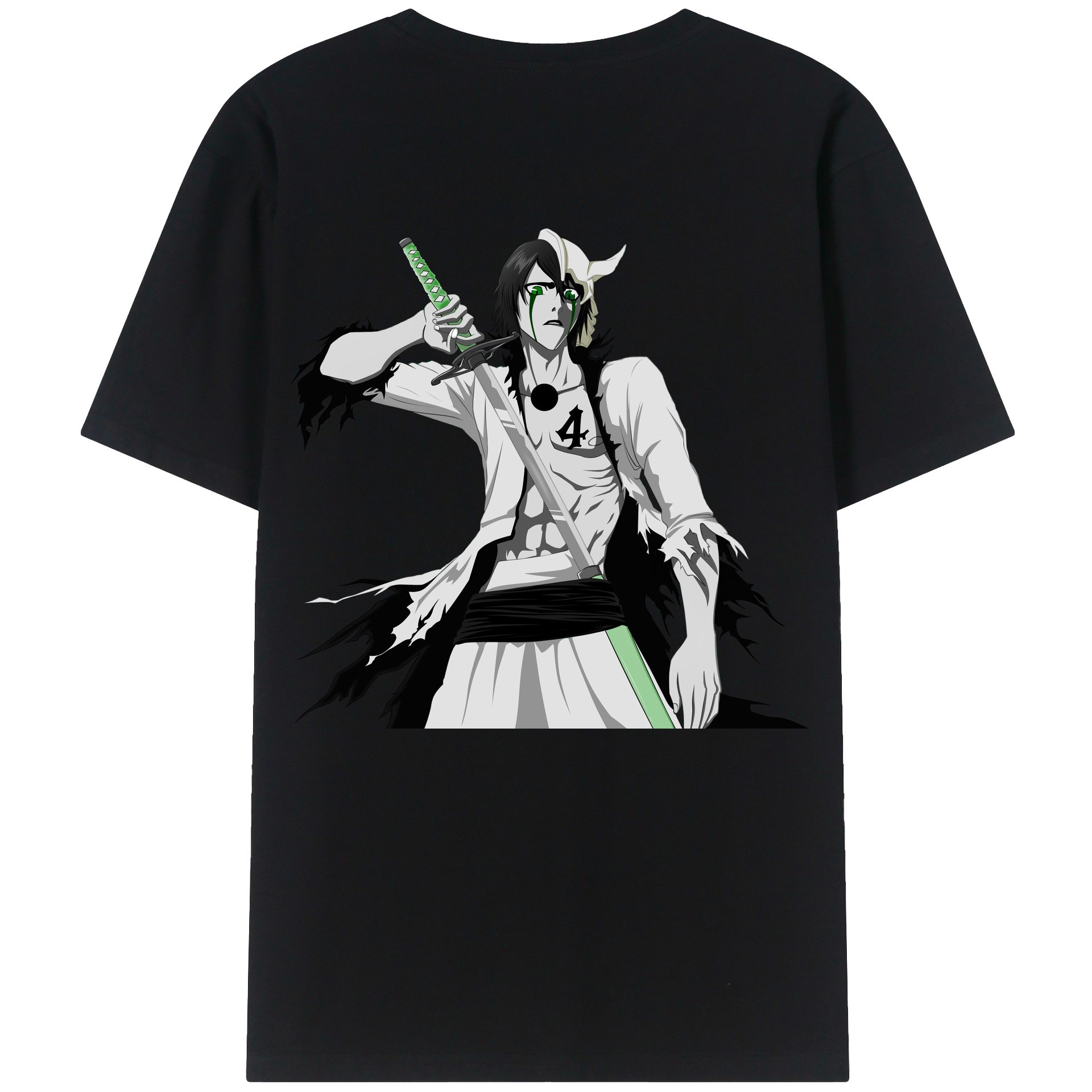 （画像用） ブリーチ ウルキオラ·シファー BLEACH Ulquiorra cifer 綿100％ メンズ半袖Tシャツ（バックプリント） 通気性