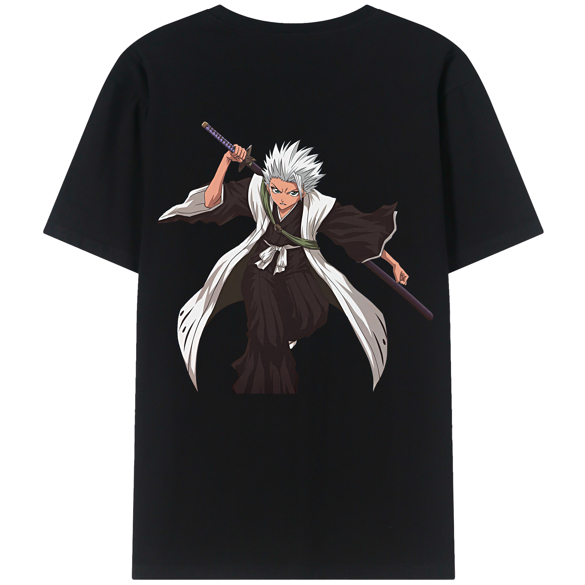 （画像用） ブリーチ 日番谷冬獅郎（ひつがや とうしろう） BLEACH Hitsugaya Toushirou 綿100％ メンズ半袖Tシャツ（バックプリント） 通気性