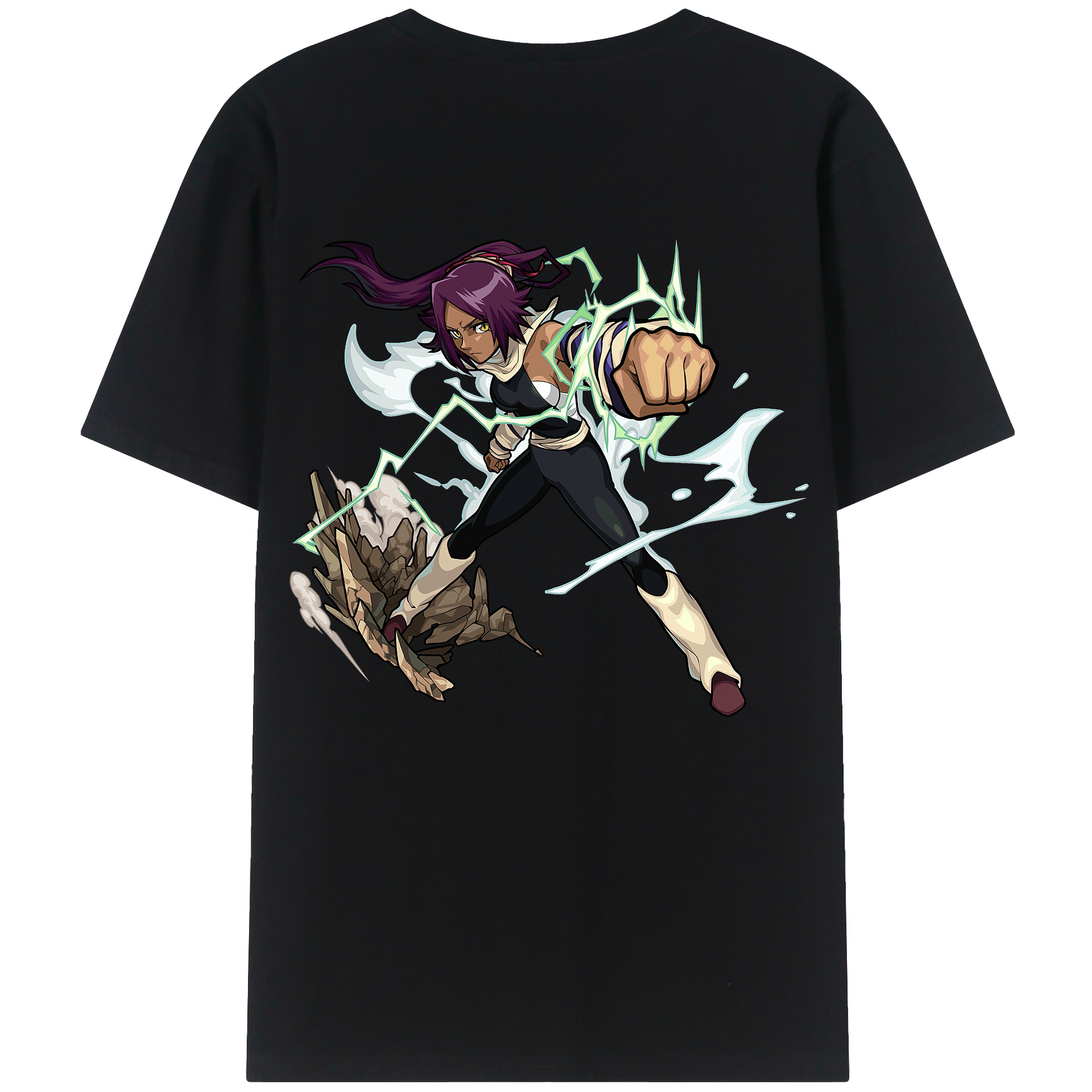 （画像用） ブリーチ 四楓院 夜一（しほういん よるいち） BLEACH Shihouin Yoruichi 綿100％ メンズ半袖Tシャツ（バックプリント） 通気性