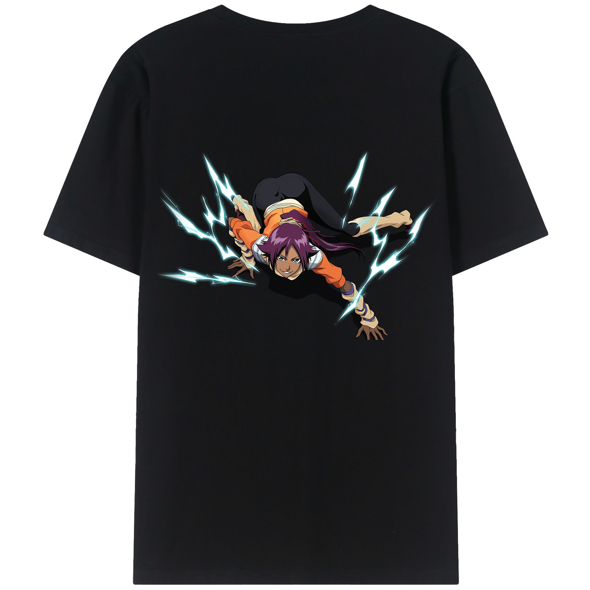 （画像用） ブリーチ 四楓院 夜一（しほういん よるいち） BLEACH Shihouin Yoruichi 綿100％ メンズ半袖Tシャツ（バックプリント） 通気性