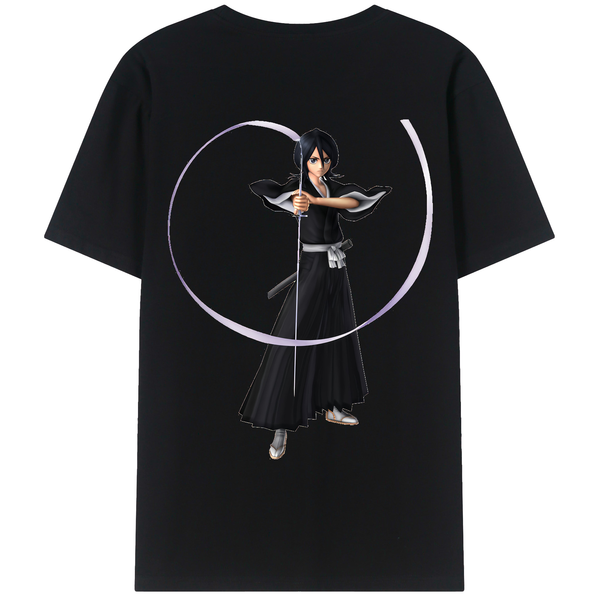 （画像用） ブリーチ 朽木ルキア BLEACH Kuchiki Rukia 綿100％ メンズ半袖Tシャツ（バックプリント） 通気性