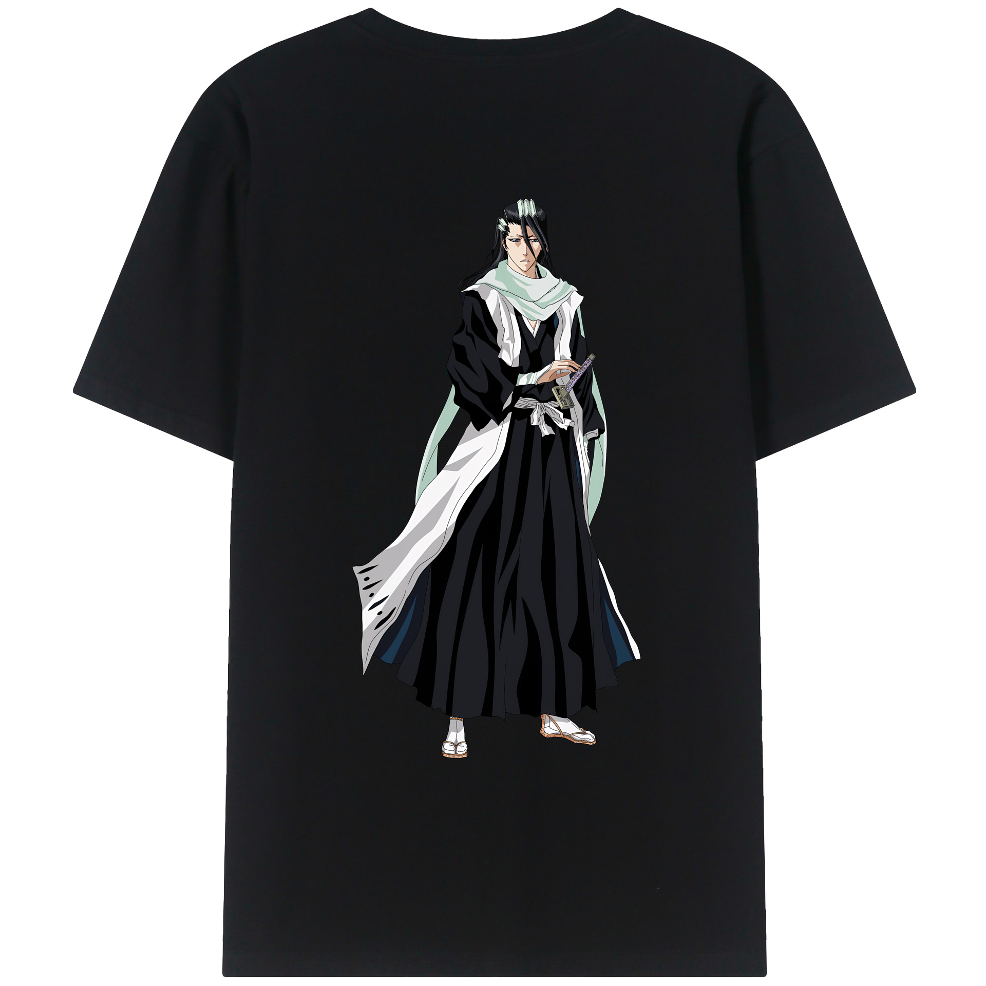 （画像用） ブリーチ くちき びゃくや BLEACH Kuchiki Byakuya 綿100％ メンズ半袖Tシャツ（バックプリント） 通気性