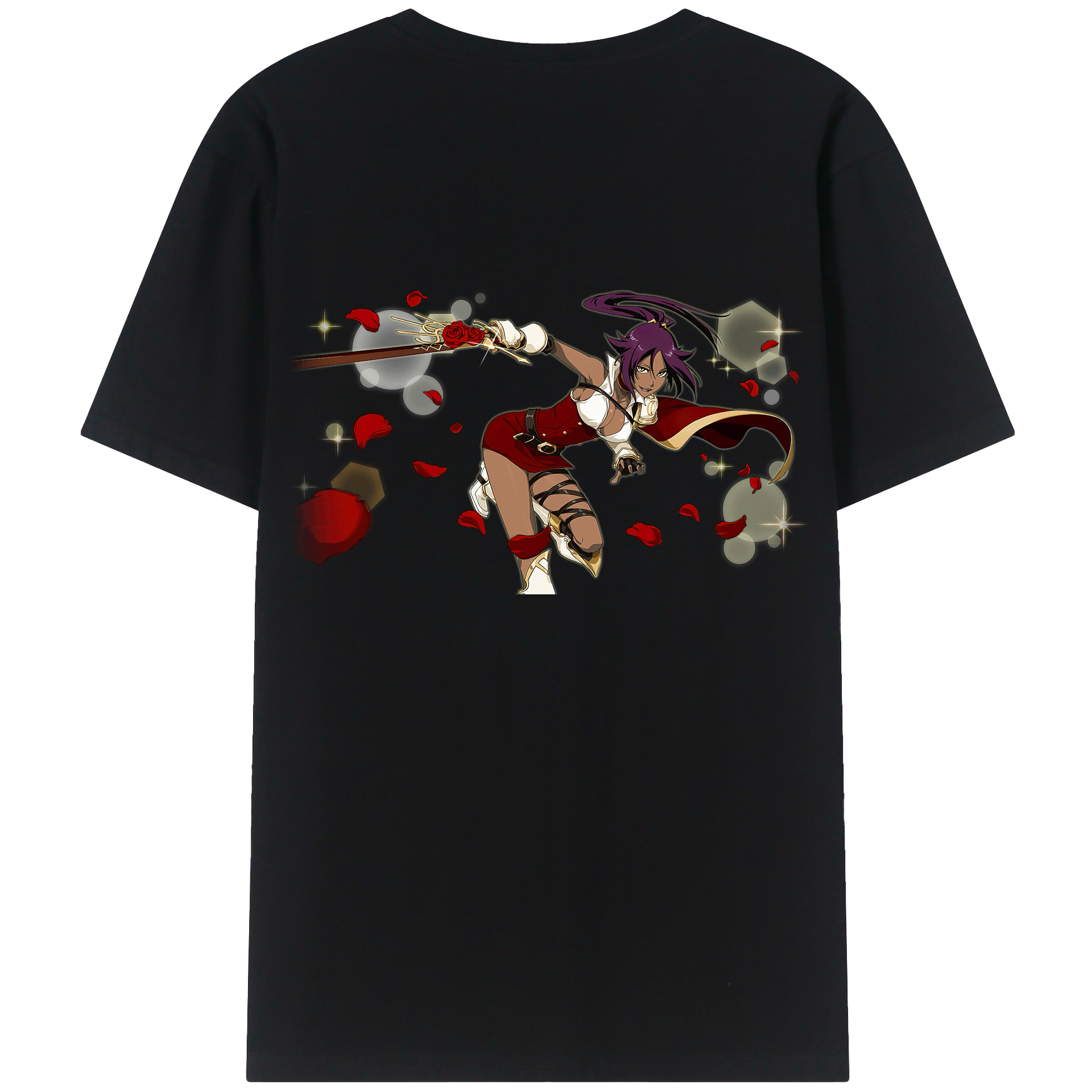 （画像用） ブリーチ 四楓院 夜一（しほういん よるいち） BLEACH Shihouin Yoruichi 綿100％ メンズ半袖Tシャツ（バックプリント） 通気性