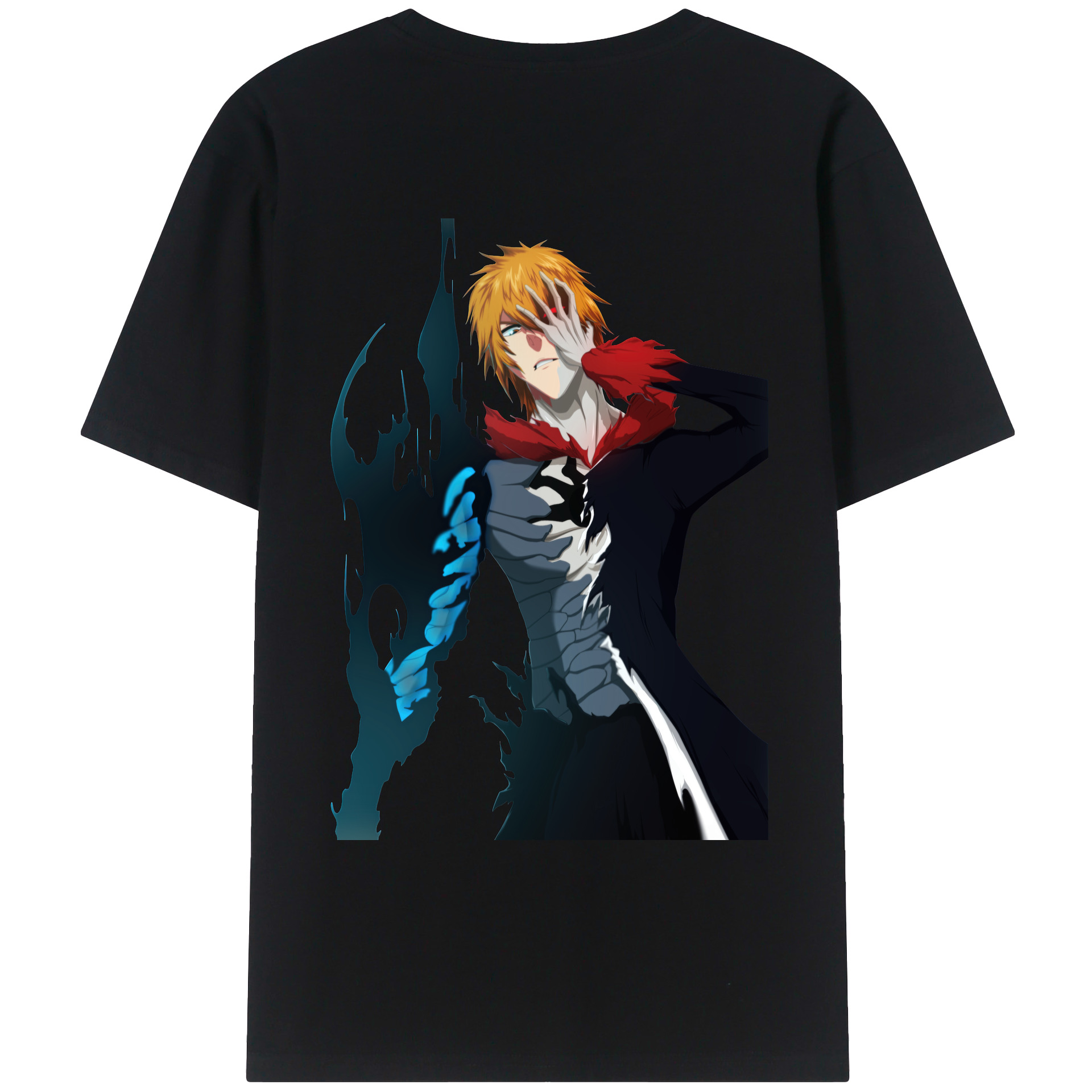 （画像用） ブリーチ 黒崎一護（くろさき いちご）BLEACH Kurosaki Ichigo 綿100％ メンズ半袖Tシャツ（バックプリント） 通気性